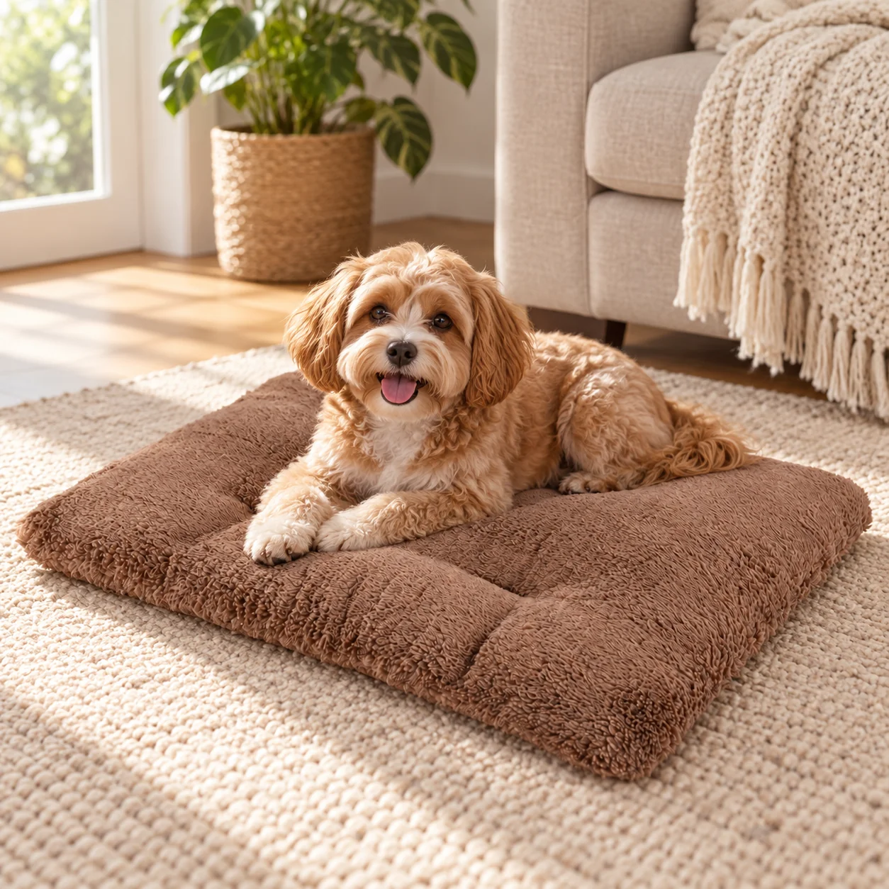 36*50*4.5cm Cama para Mascotas Fibra+Algodón Marrón image 1