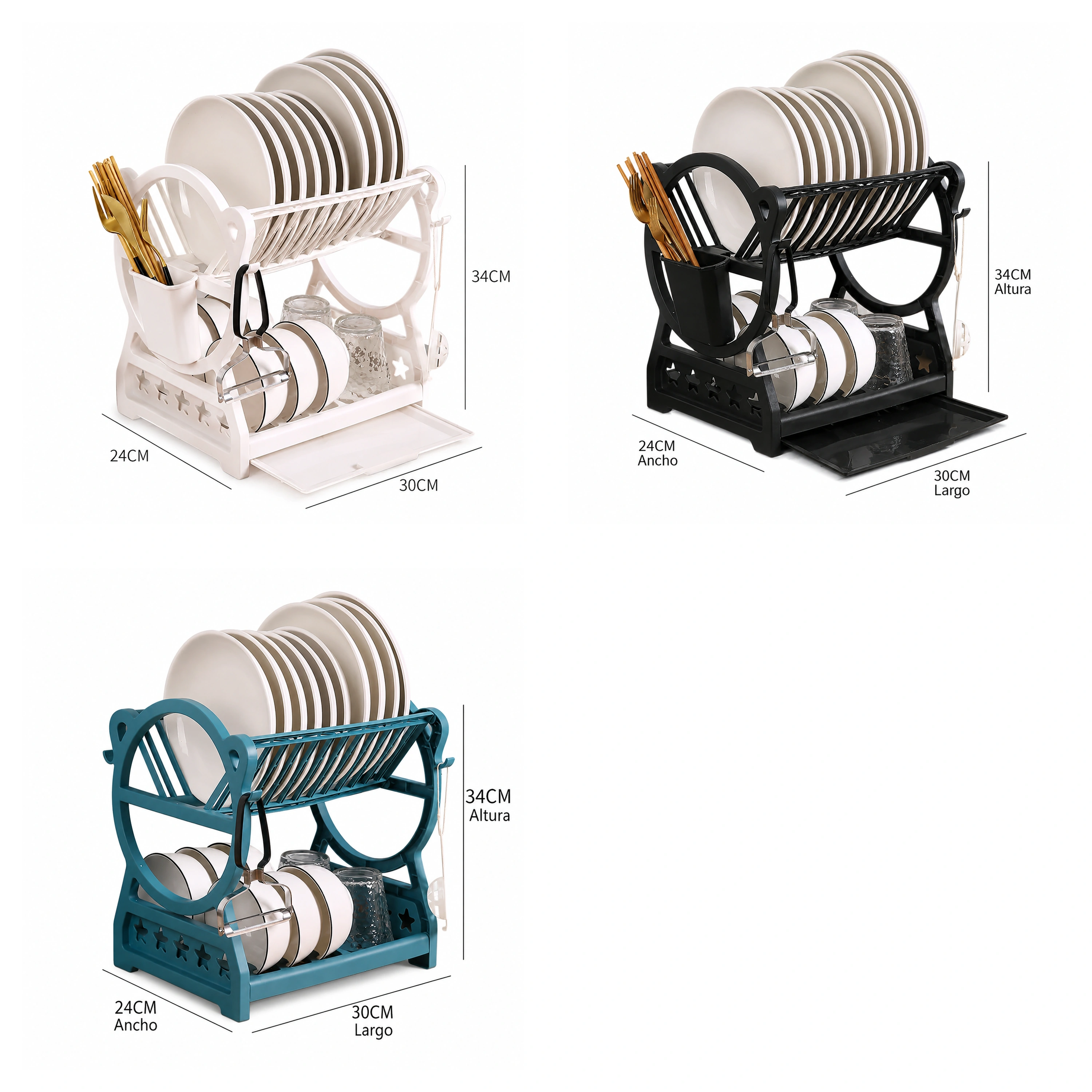 Escurridor de Platos Multiusos 24 × 30 × 34 cm de Plástico para Organizar image 2