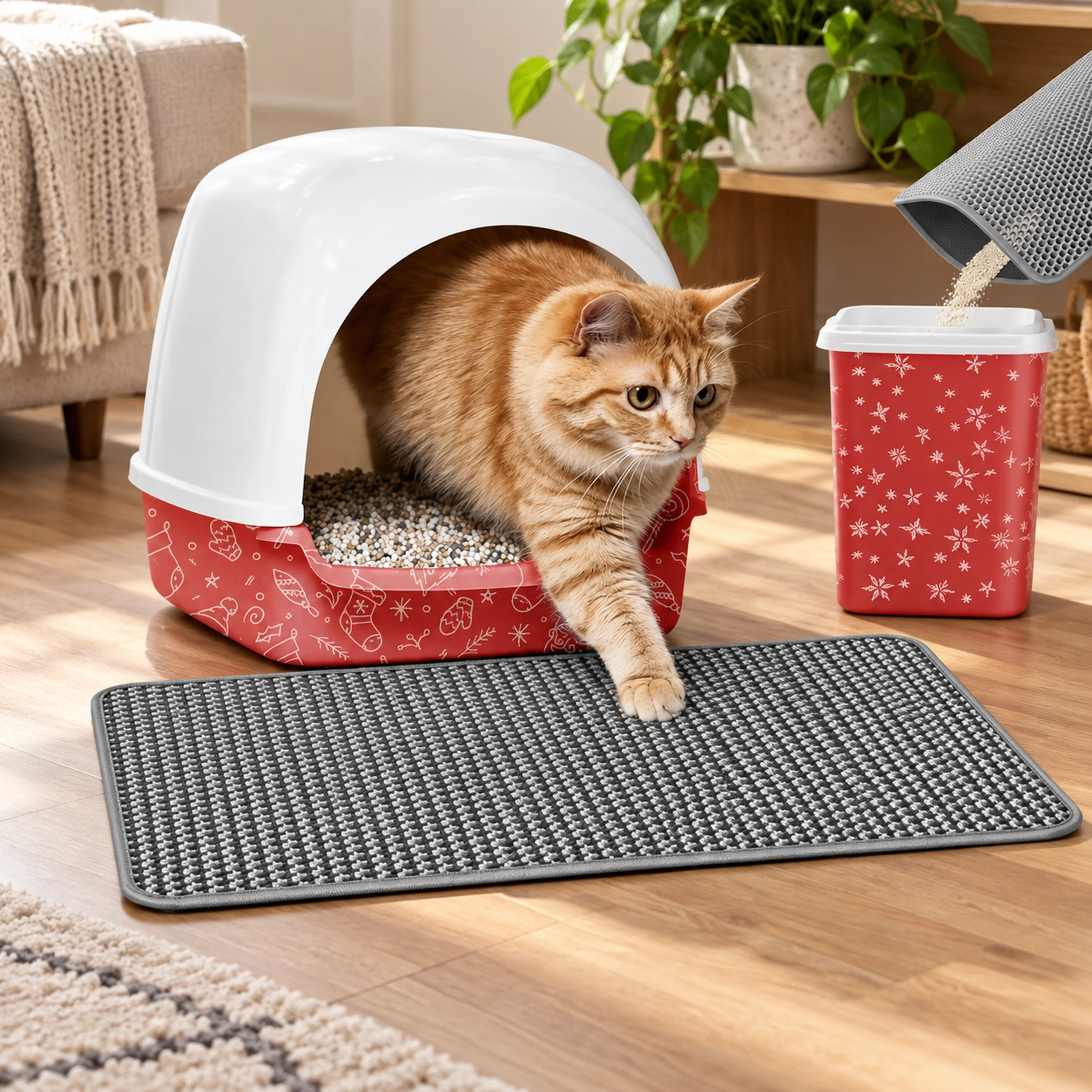 Alfombrilla para Caja de Arena de Gatos 31 × 31 × 1.2 CM de EVA para Mascotas