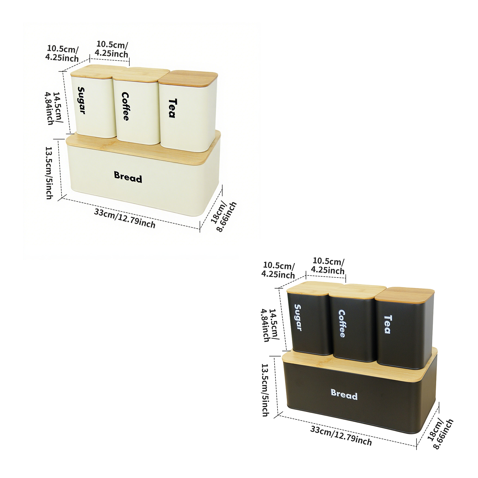 Set de 4 Cajas para Pan de Acero Inoxidable con Tapa de Bambú image 2