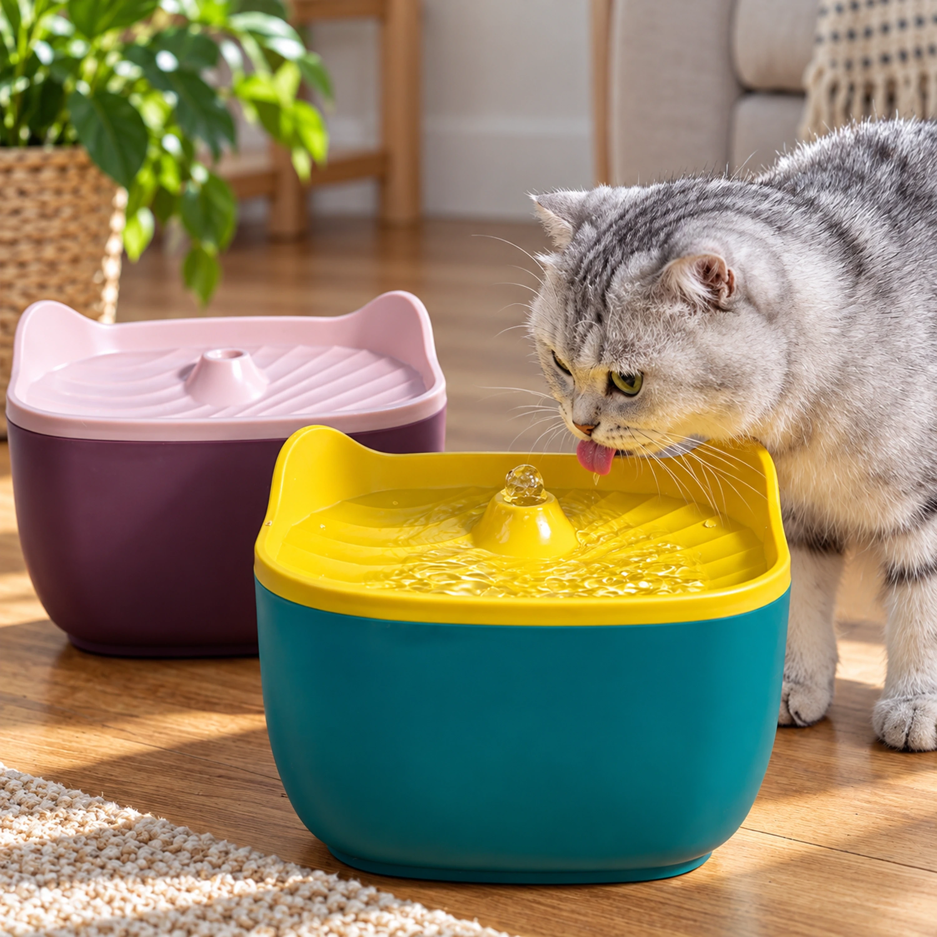Fuente de agua con orejas de gato 21x16.5x15.5cm de HIPS multicolor image 1