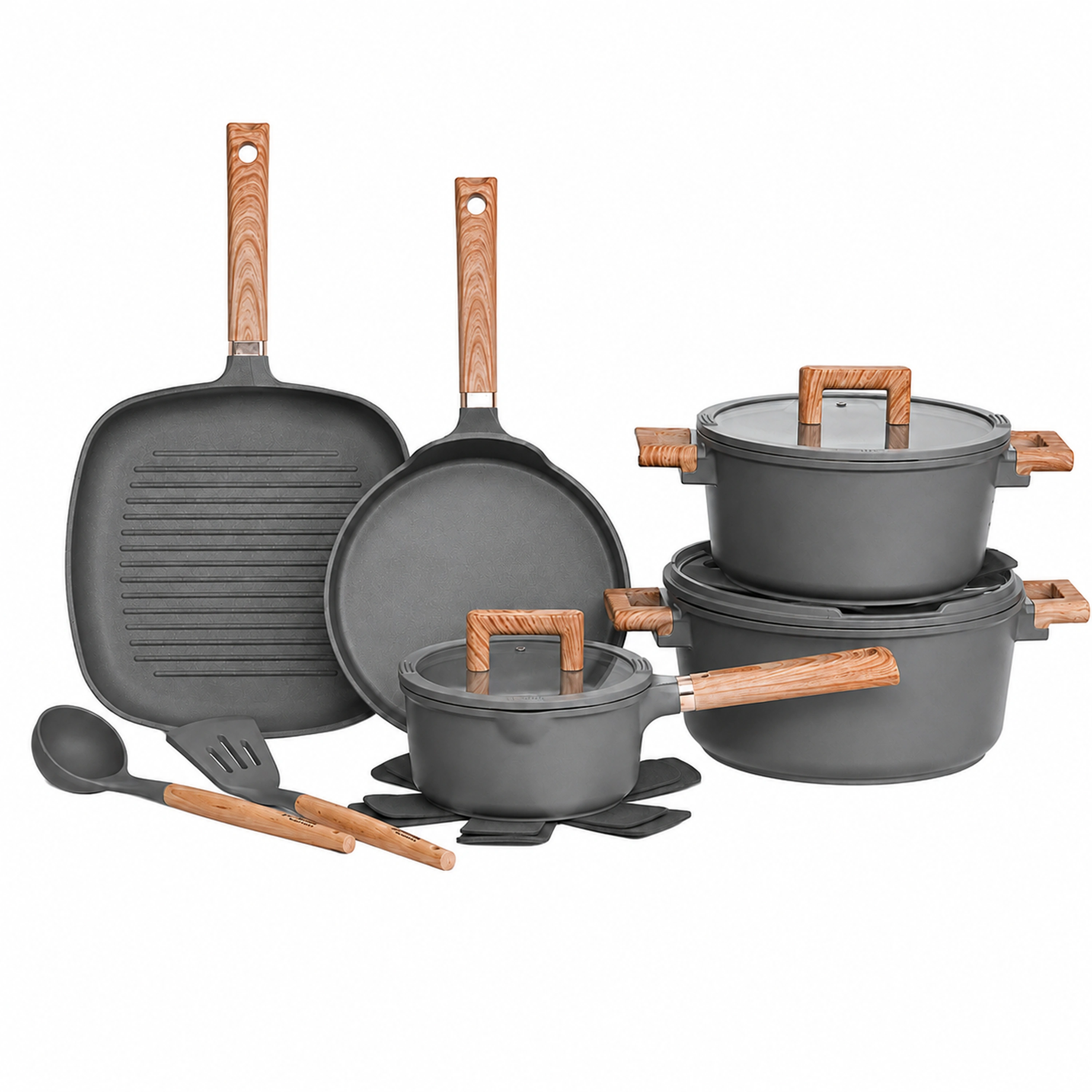 Juego de Ollas 13 Piezas de Aleación de Aluminio Fundido a Presión para Cocina