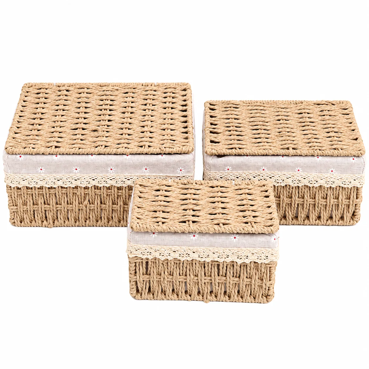 Juego de 3 Cestas con Tapa (Snacks y Maquillaje), a Prueba de Polvo