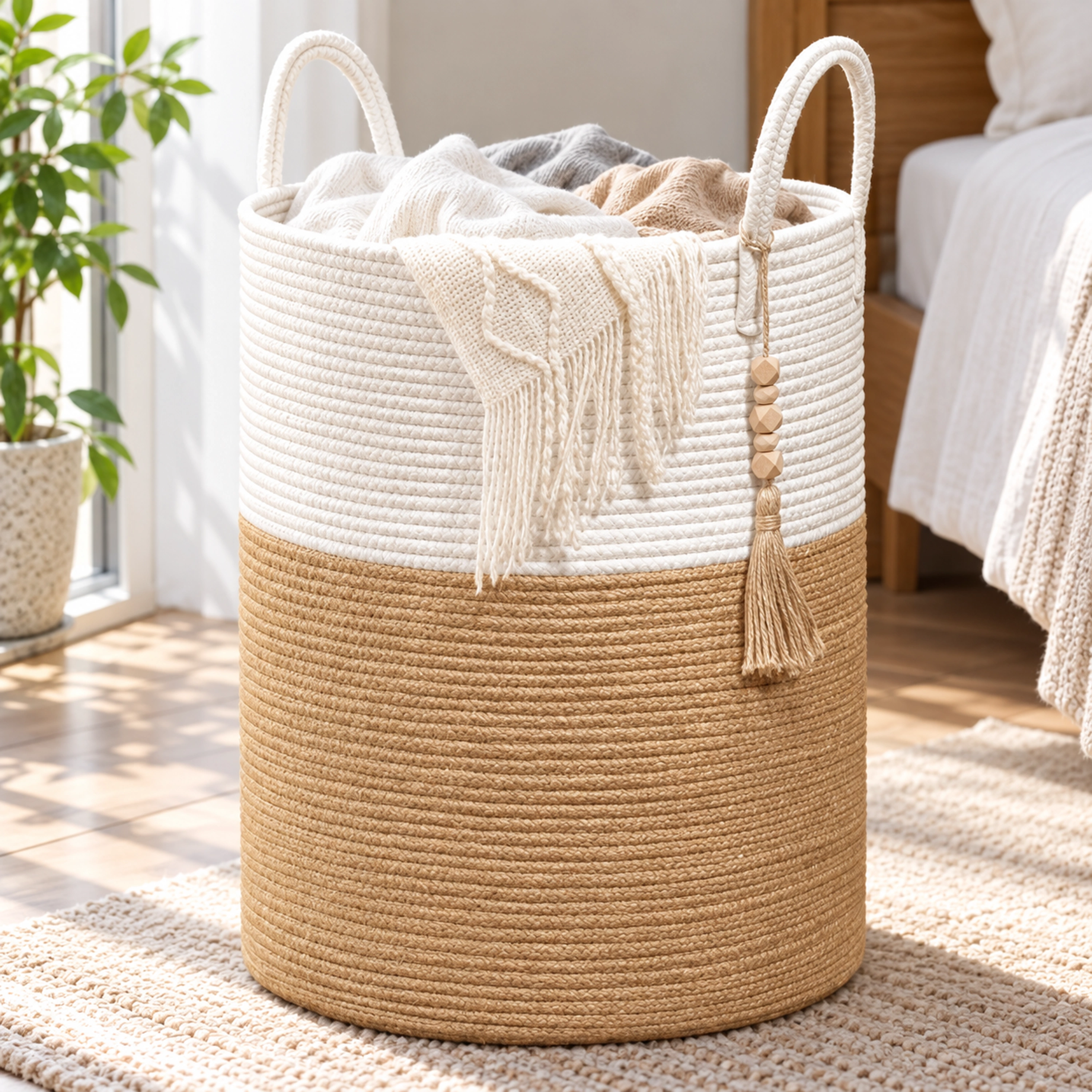 Cesta de Ropa de Algodón 36 × 40 CM de Algodón para Ropa Sucia