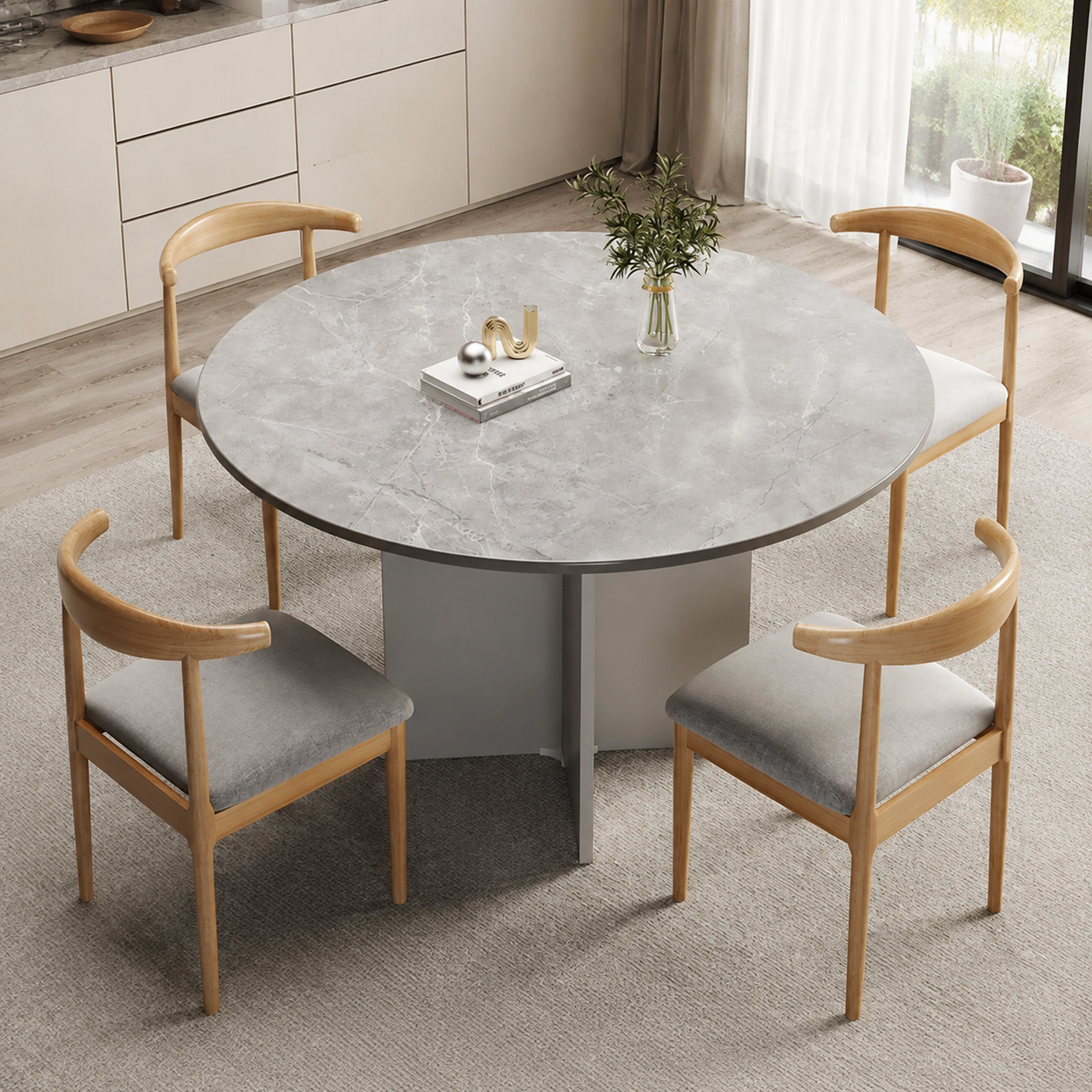 Mesa de Comedor 120×120×78cm Madera Redondo Surtido