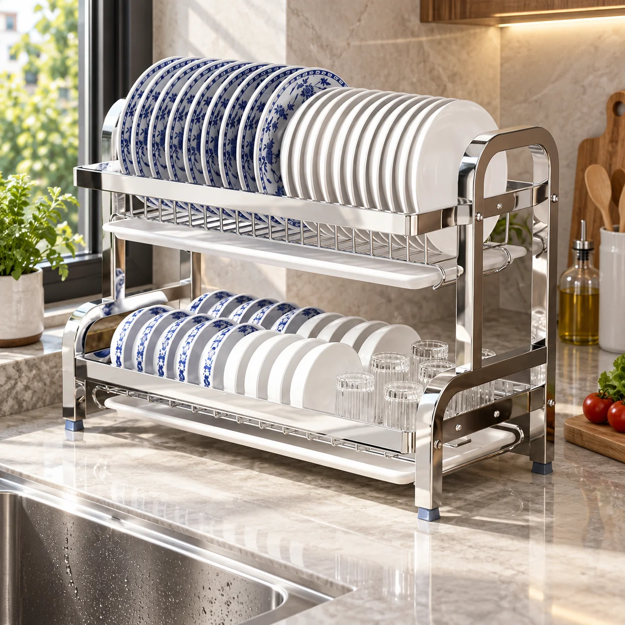 53*23.5*10cm/43*23.5*10cm  Escurridor de Cocina Acero Inoxidable