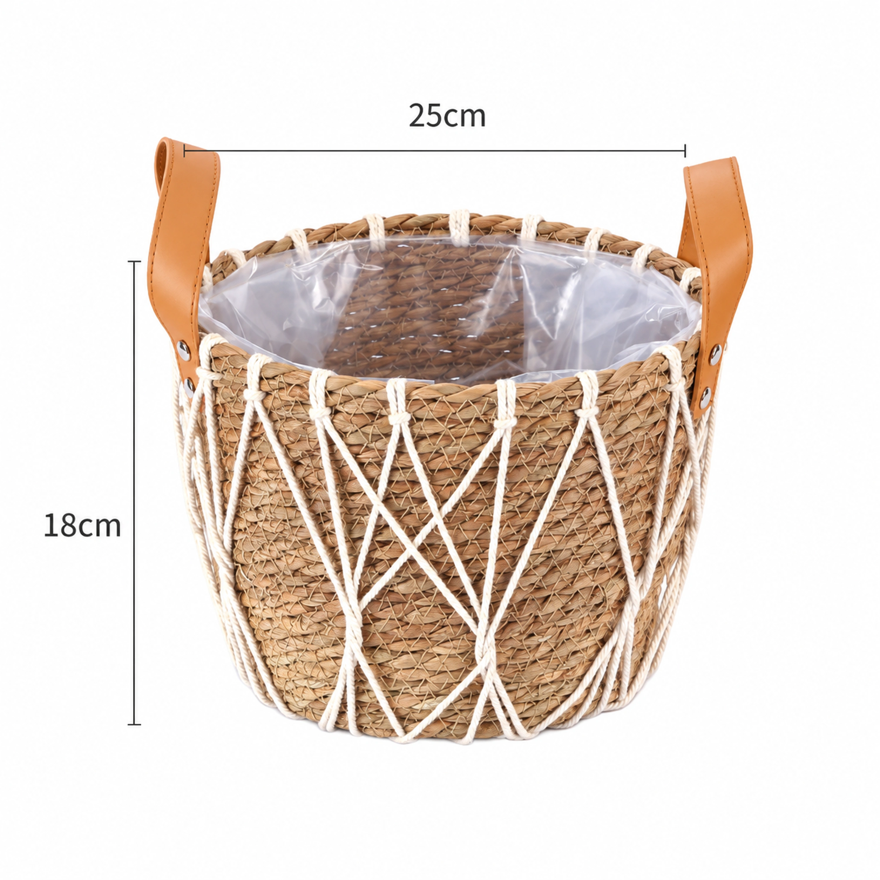 Cesta de Flores de Paja 25 × 18 CM de Paja para Decoración de Flores