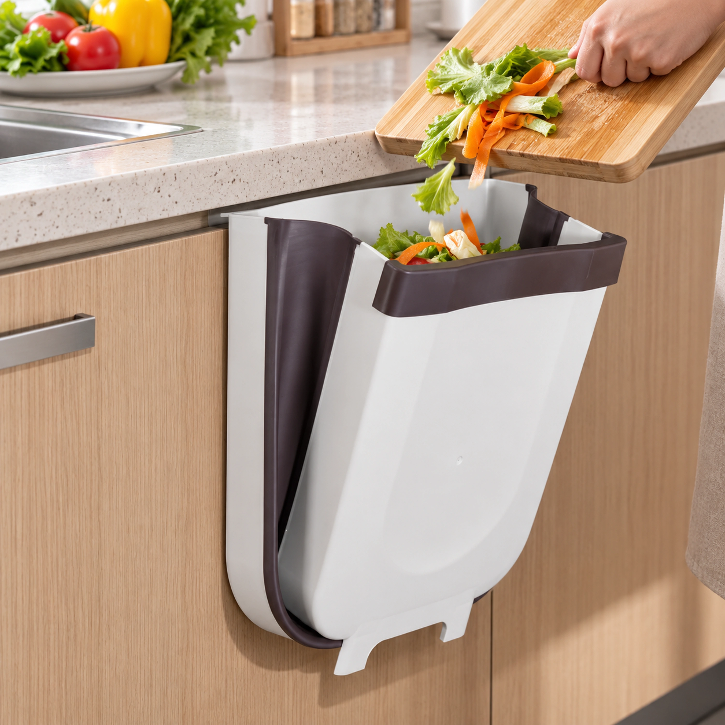 Bote de Basura Plegable 28.5 × 25 × 17.5 CM de Plástico para Cocina
