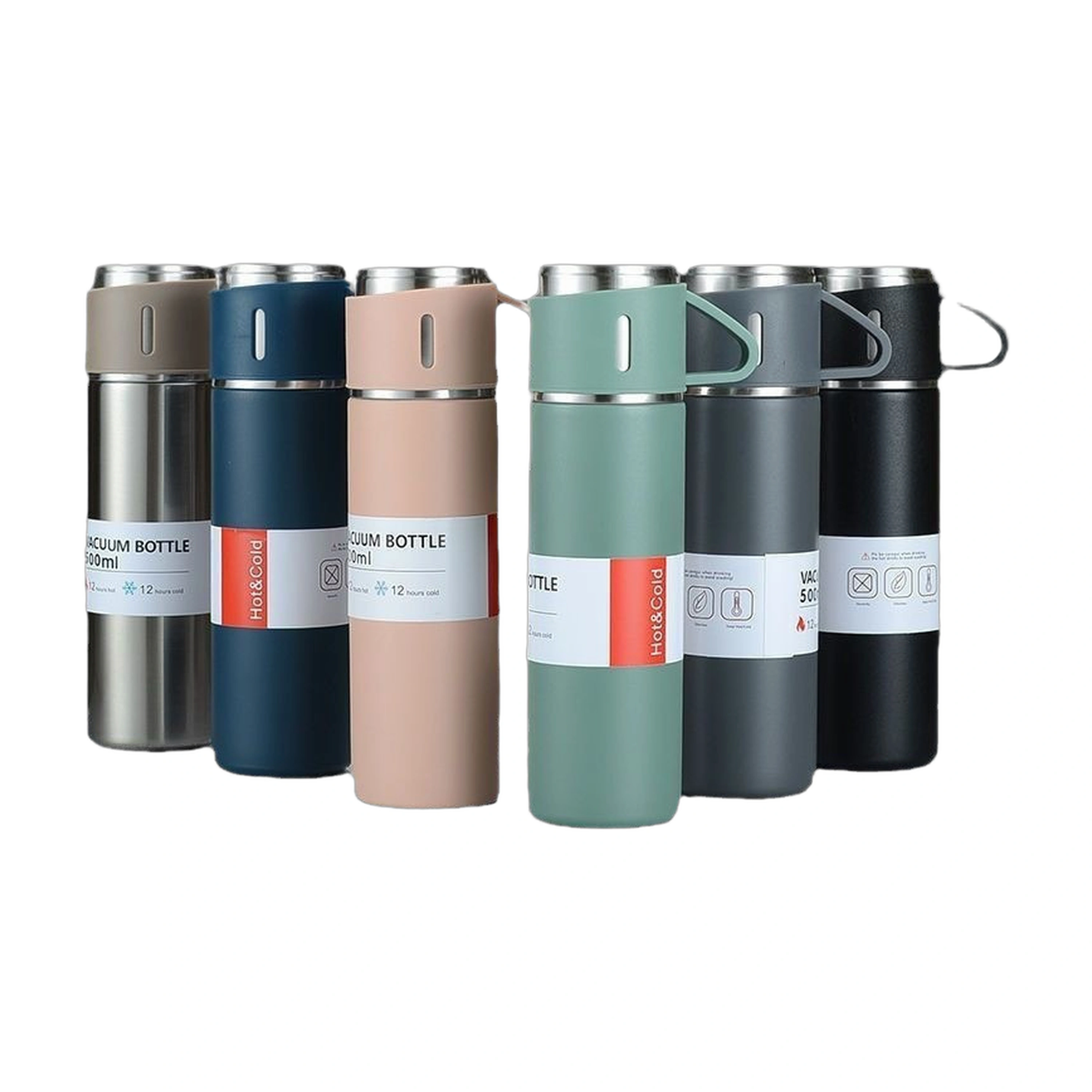 Set de Vaso Térmico con Caja de Regalo, 500 ml, Acero Inoxidable, 1 Vaso con 3 Tapas image 2