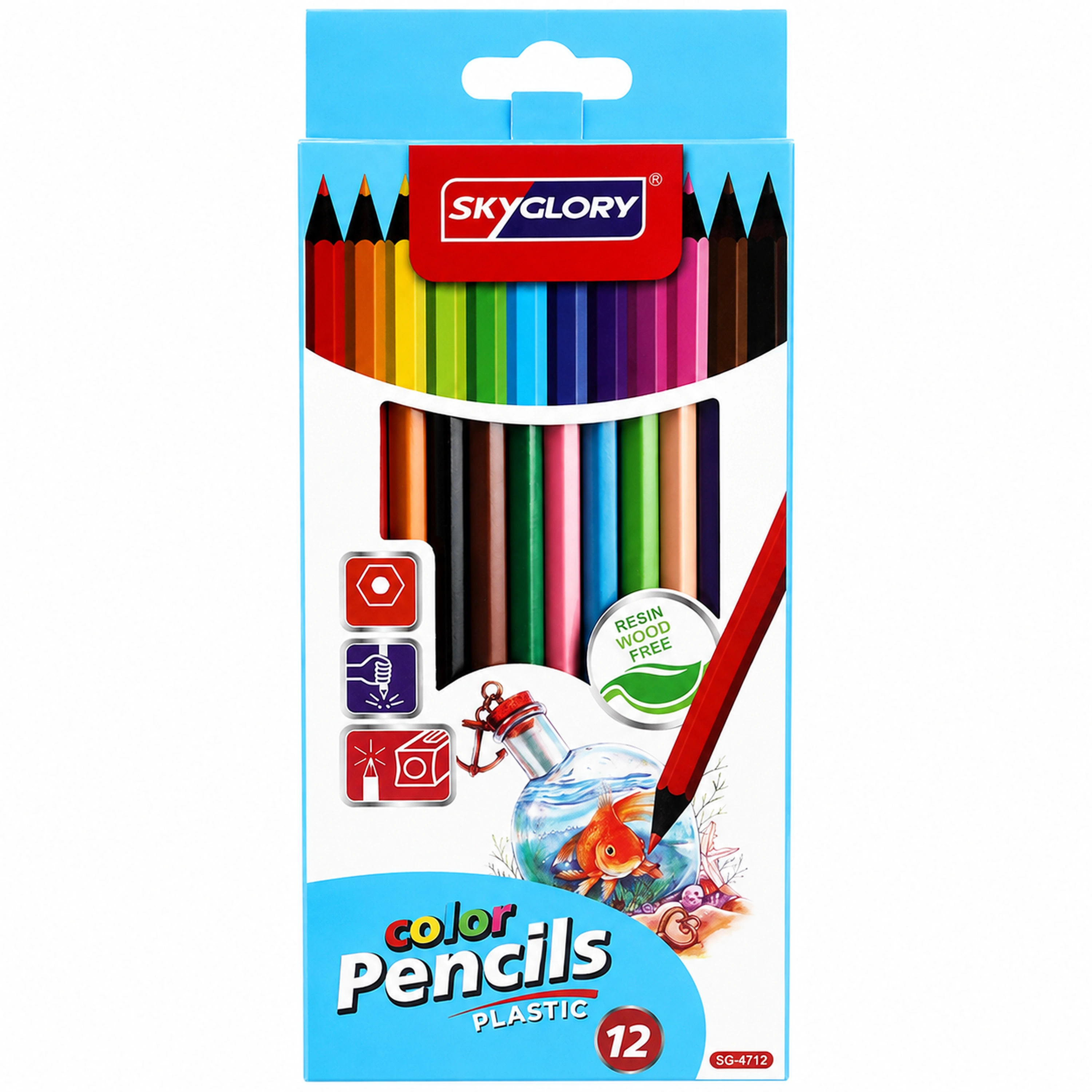 Lápiz de Dibujo 20.3×8.5×0.8cm Madera Hexagonal 12 Colores
