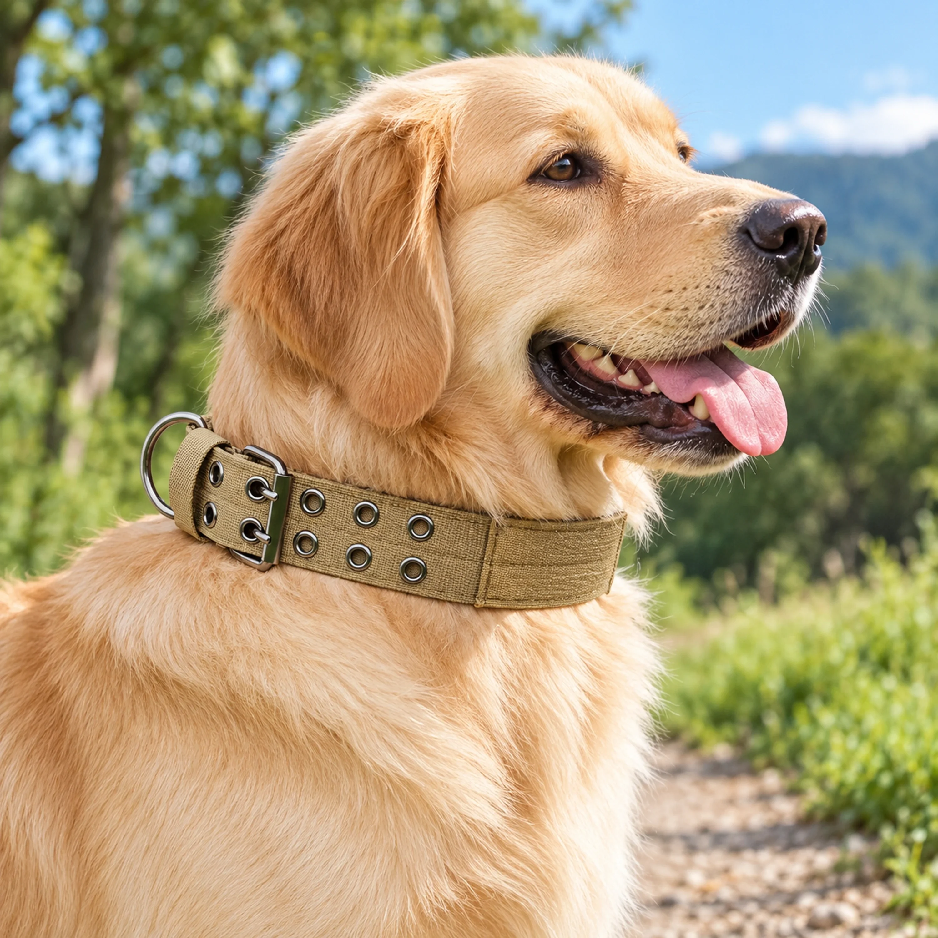 Collar para mascotas 35x35x25cm de nylon color camuflaje talla M
