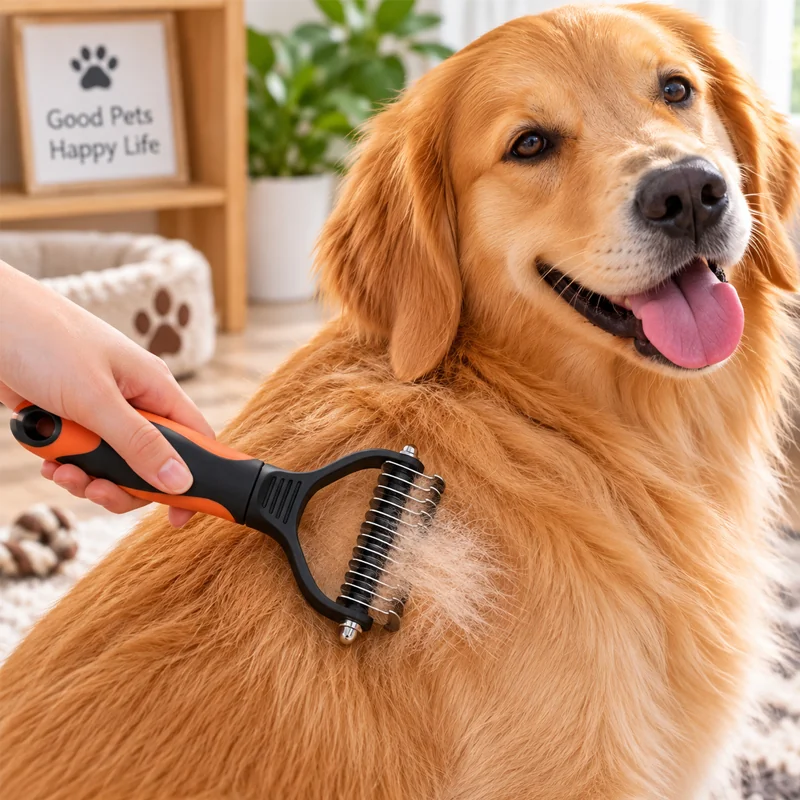 Cepillo para Mascotas Plástico + Hierro Naranja