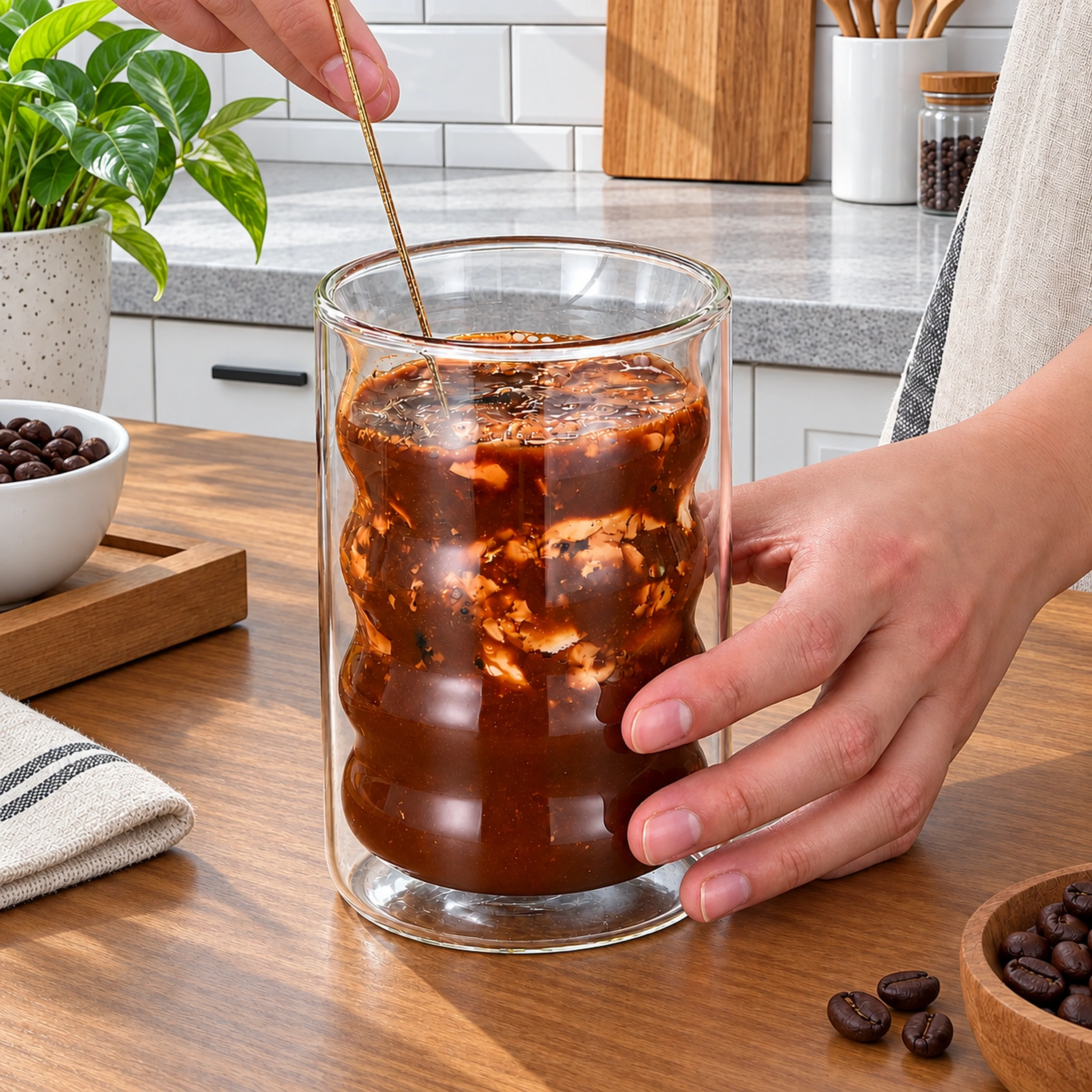 375ml Vaso de Vidrio Doble Capa Térmico para el Hogar