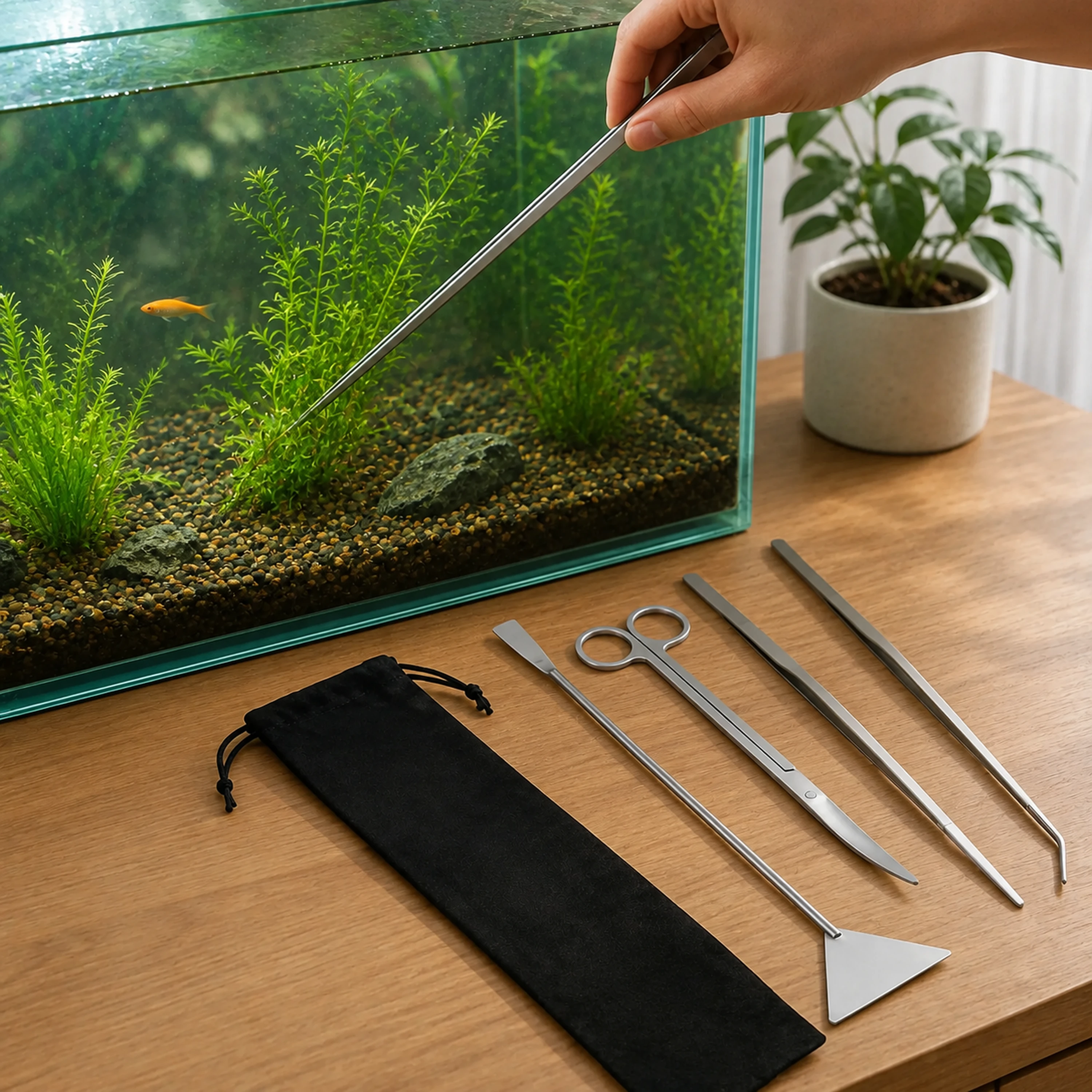 Kit de Herramientas de Acuario Acero Inoxidable  4 Piezas image 1