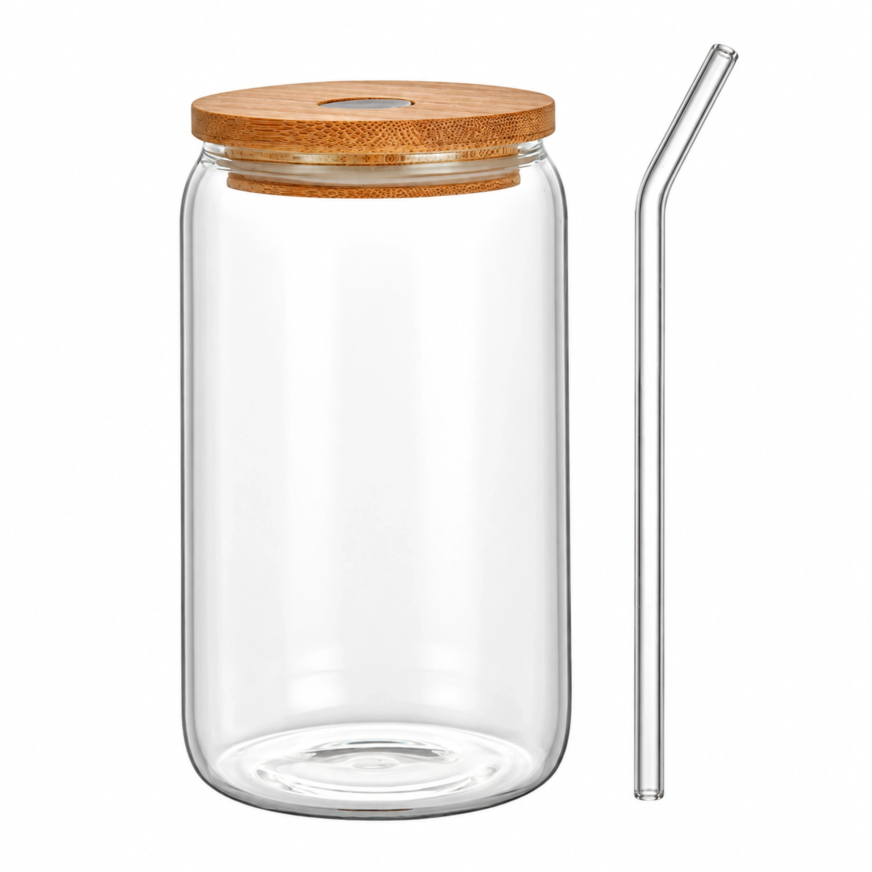 350ml Vaso para Coca Cola Vidrio + Tapa de Bambú y Madera para el Hogar