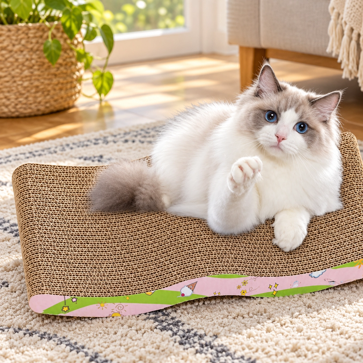43*20.5*3.5cm para Gato Resistente Al Desgaste Juguete Cartón Ondulado