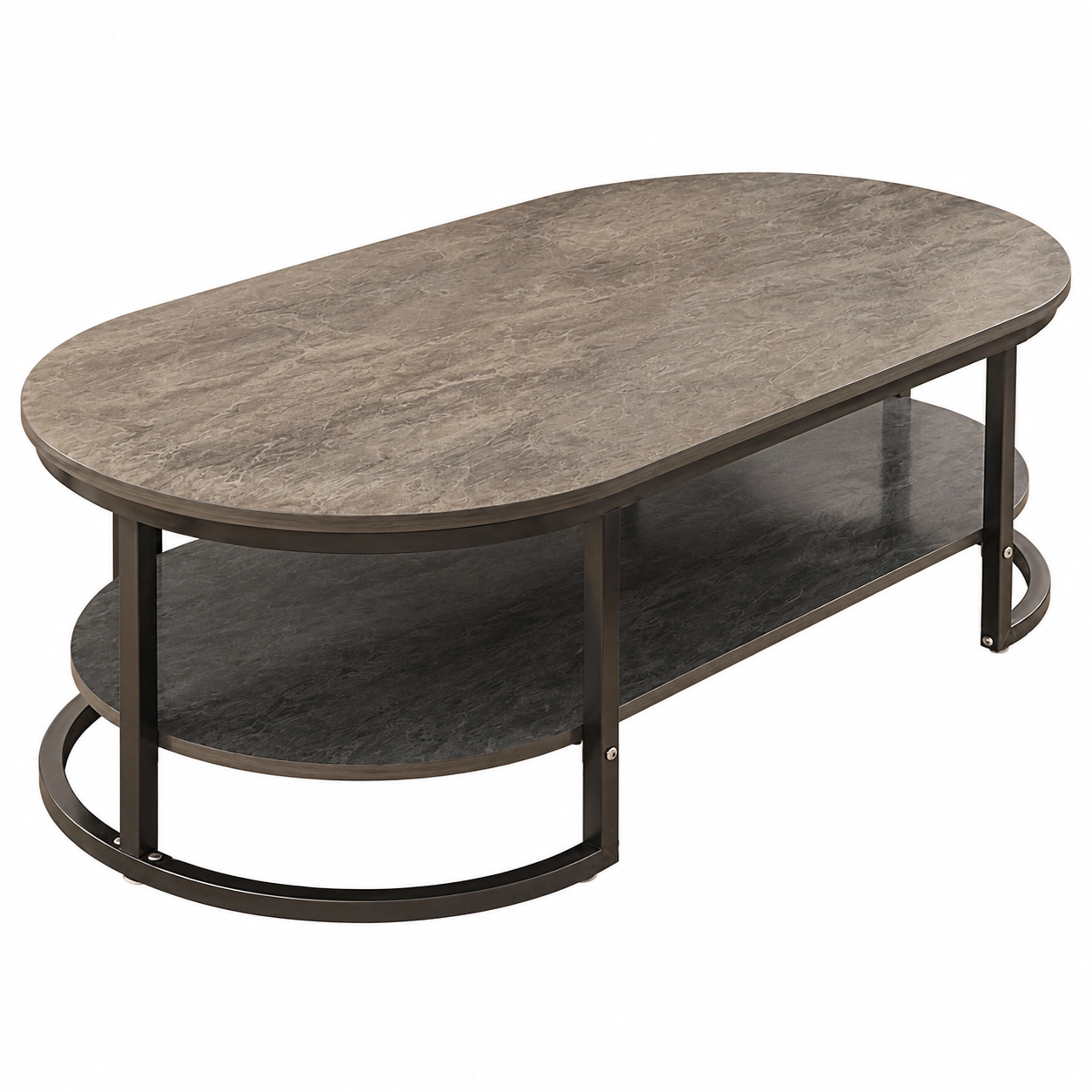 Mesa de Centro 120×60×42cm Tablero de Densidad (MDF) De Dos Niveles Redondo Surtido image 2