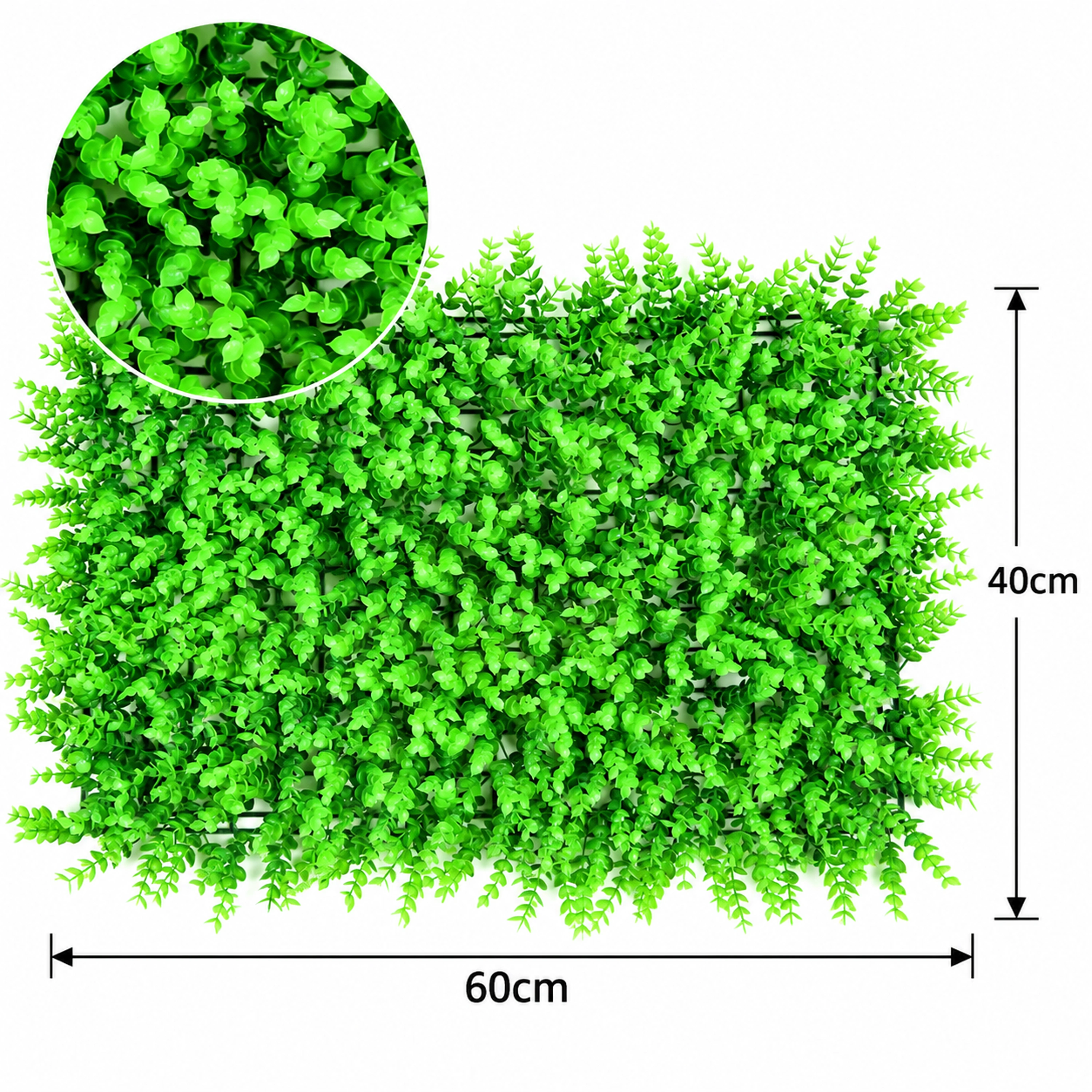 Panel de Plantas Artificiales de Plástico, 40 × 60 cm, para Decoración de Pared