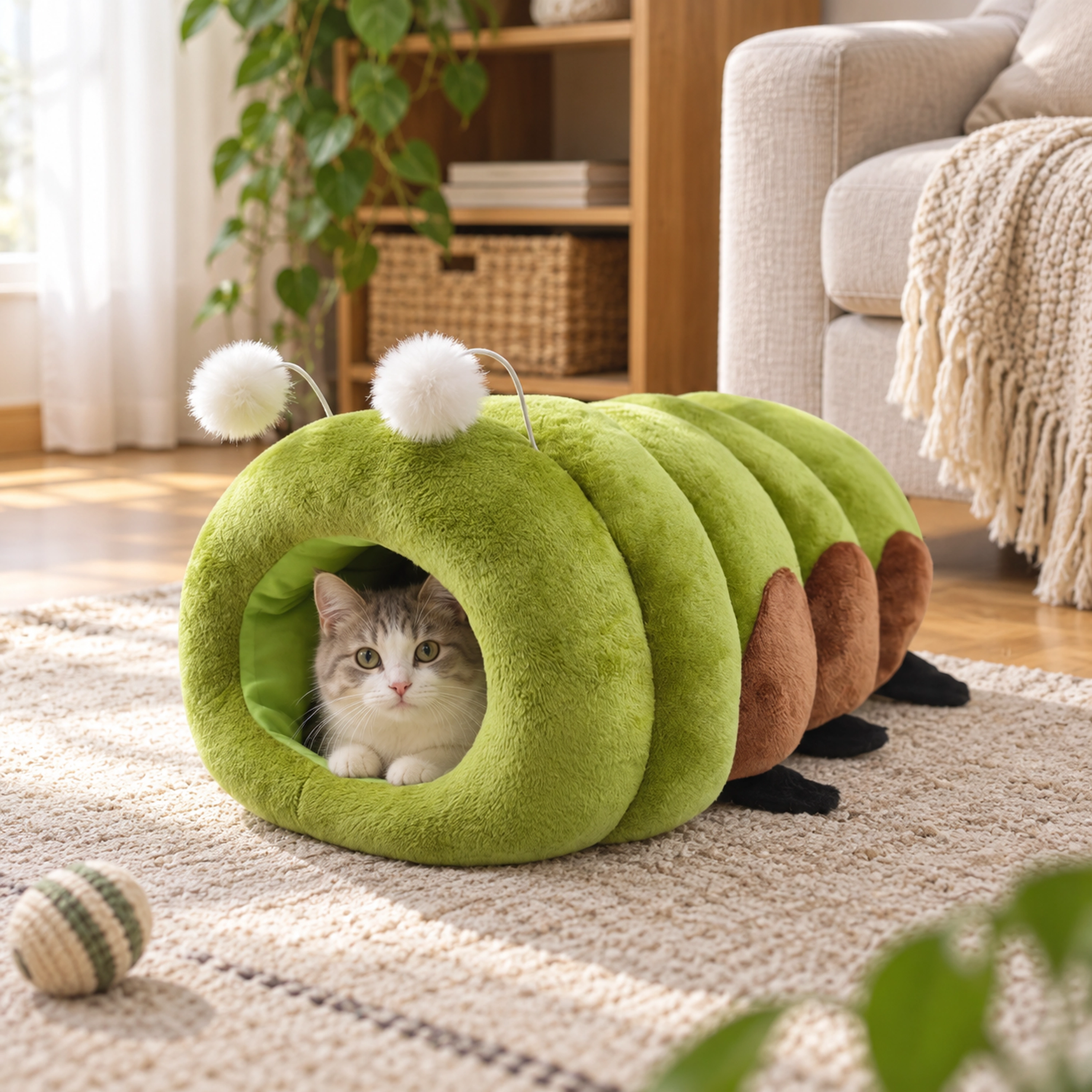 Casa para Gatos 54 × 32 × 25 CM de Poliéster + Algodón para Gatos image 1