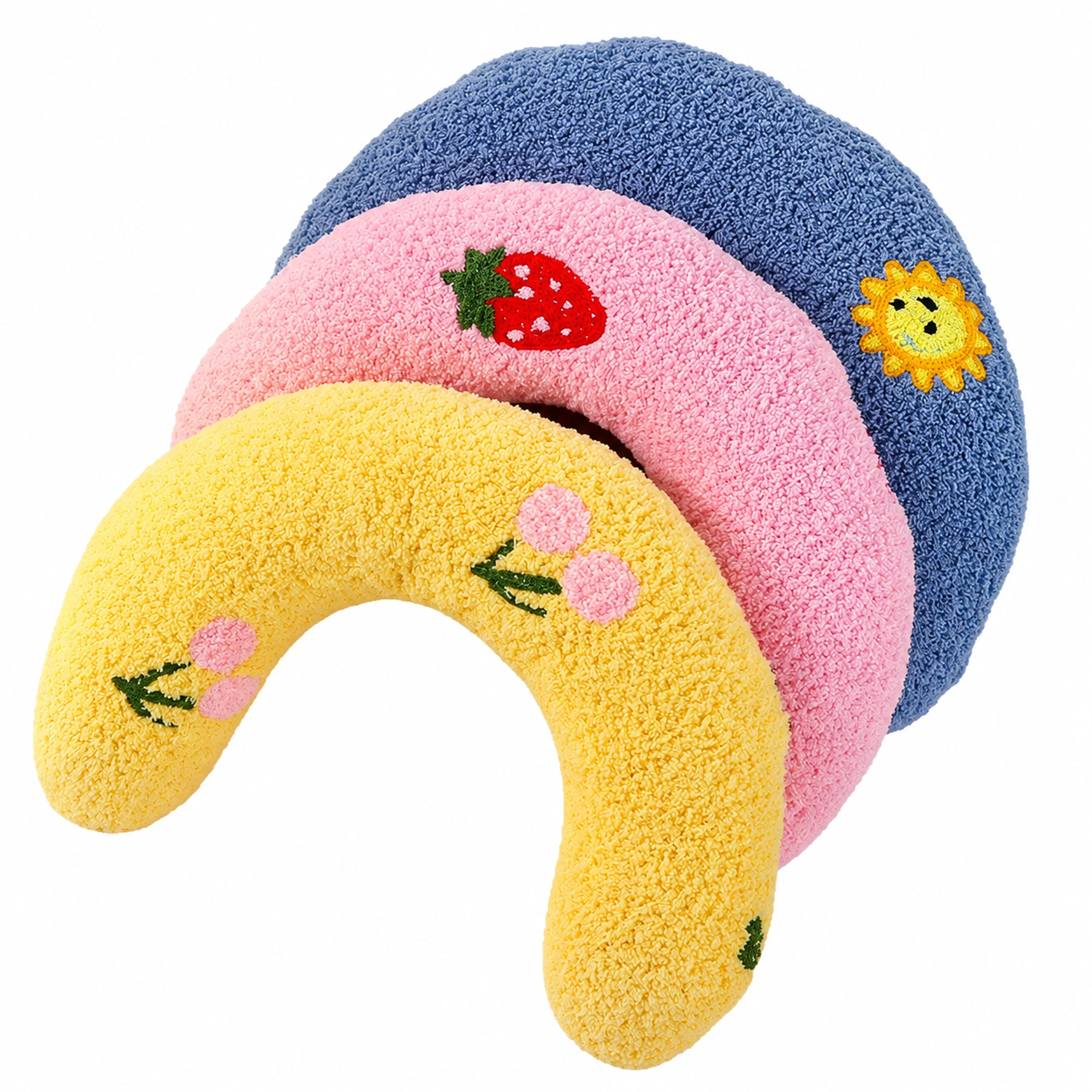 Almohada en forma de U para mascotas 27x17x6cm de poliéster color azul image 1