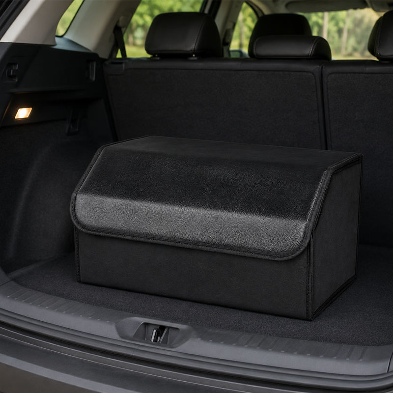 Organizador de Maletero Multitamaño Cuero PU Plegable Negro