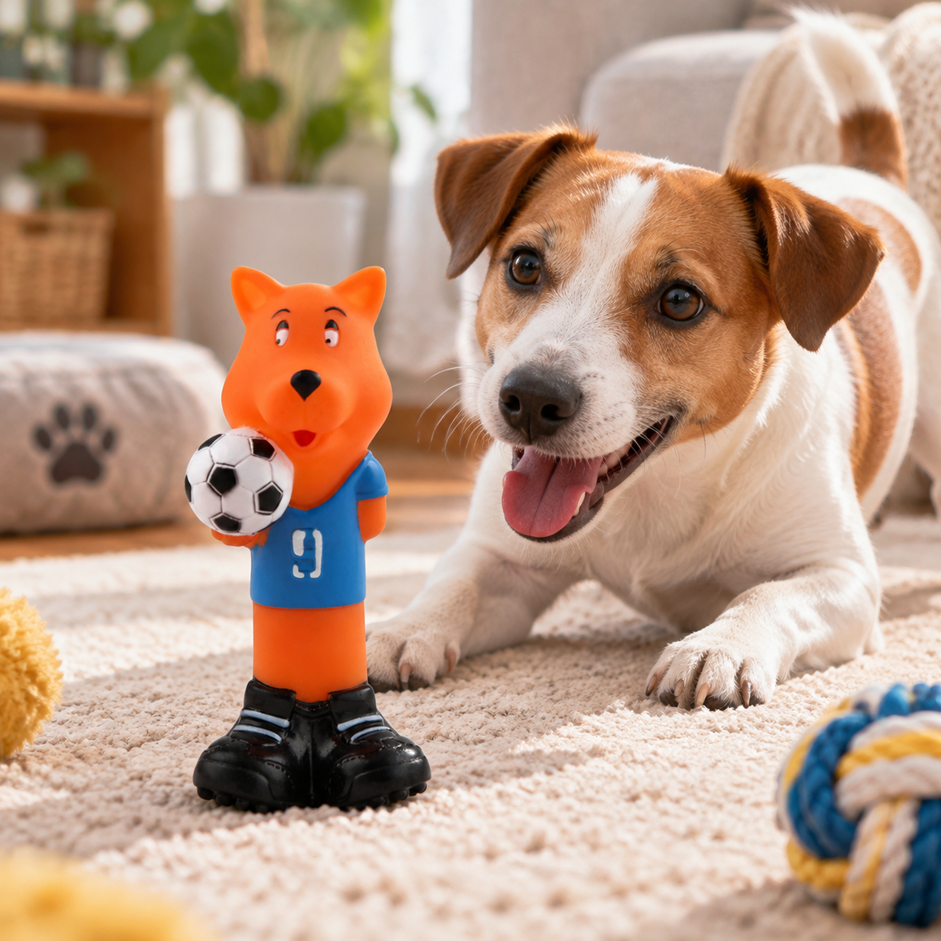 Juguete para Mascotas 6.5×16cm Perro de Pie Fútbol Vinilo