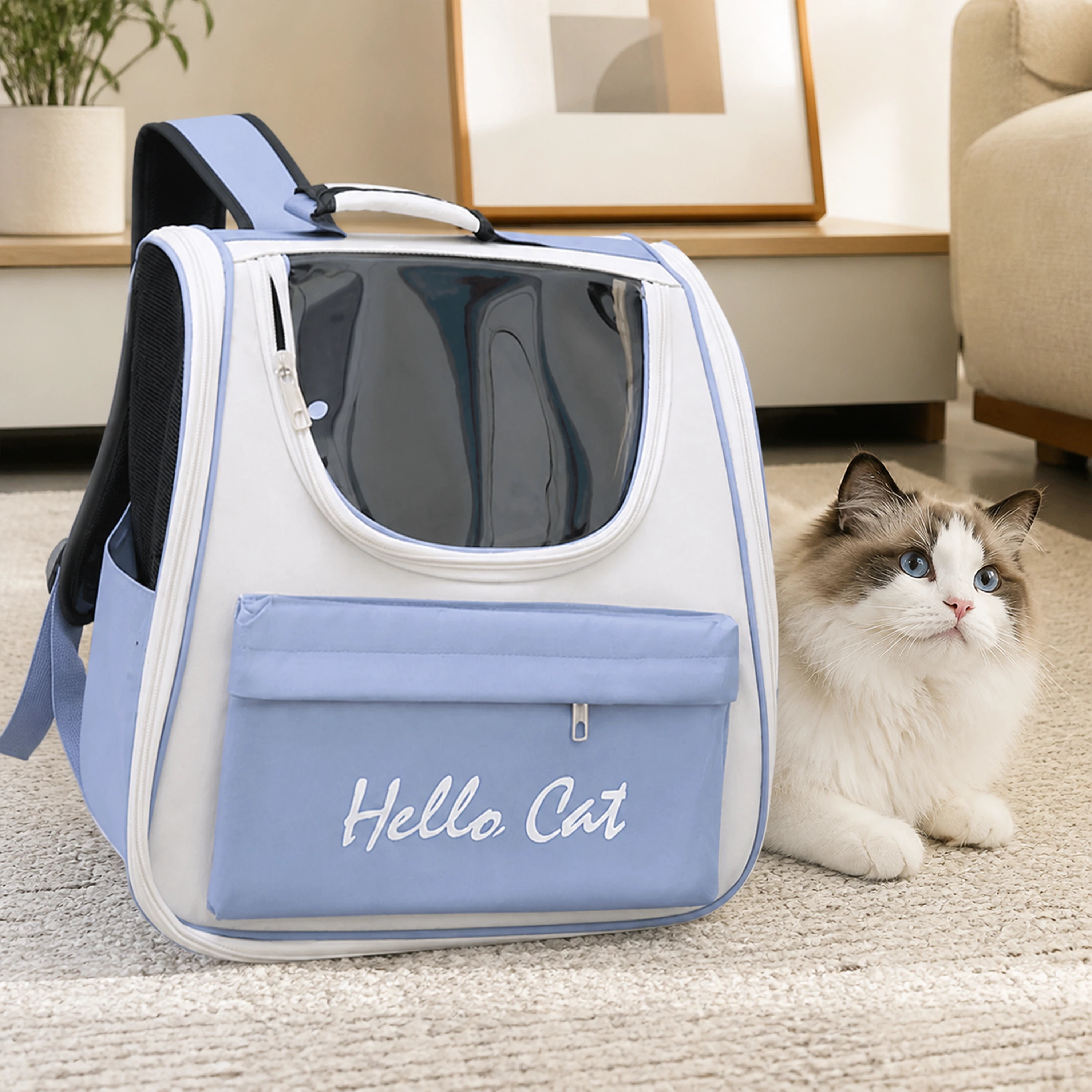 Transportadora para Gatos 37×25×34cm Poliéster Gris Surtido