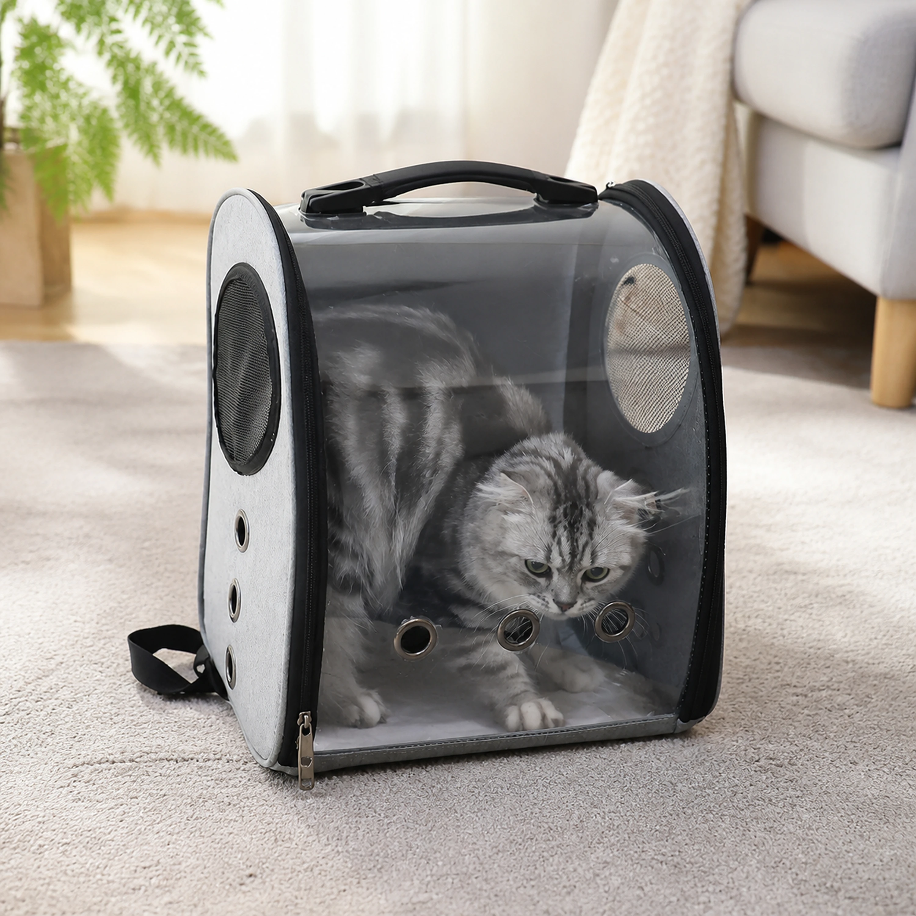 Bolso Transportador para Mascotas 40×20×31cm PU Transparente
