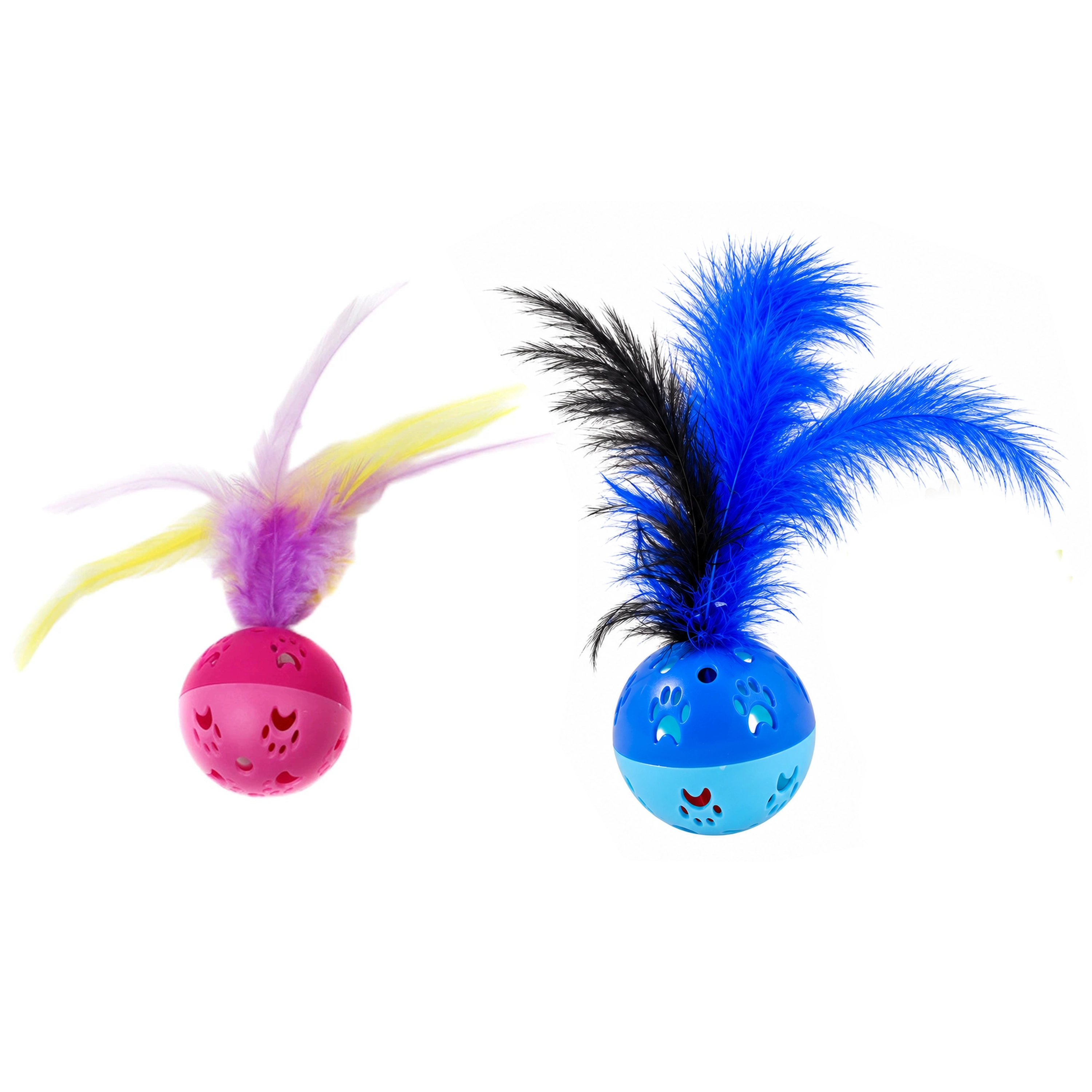 5cm Pelota para Mascotas Plástico+Plumas de Pollo Surtido