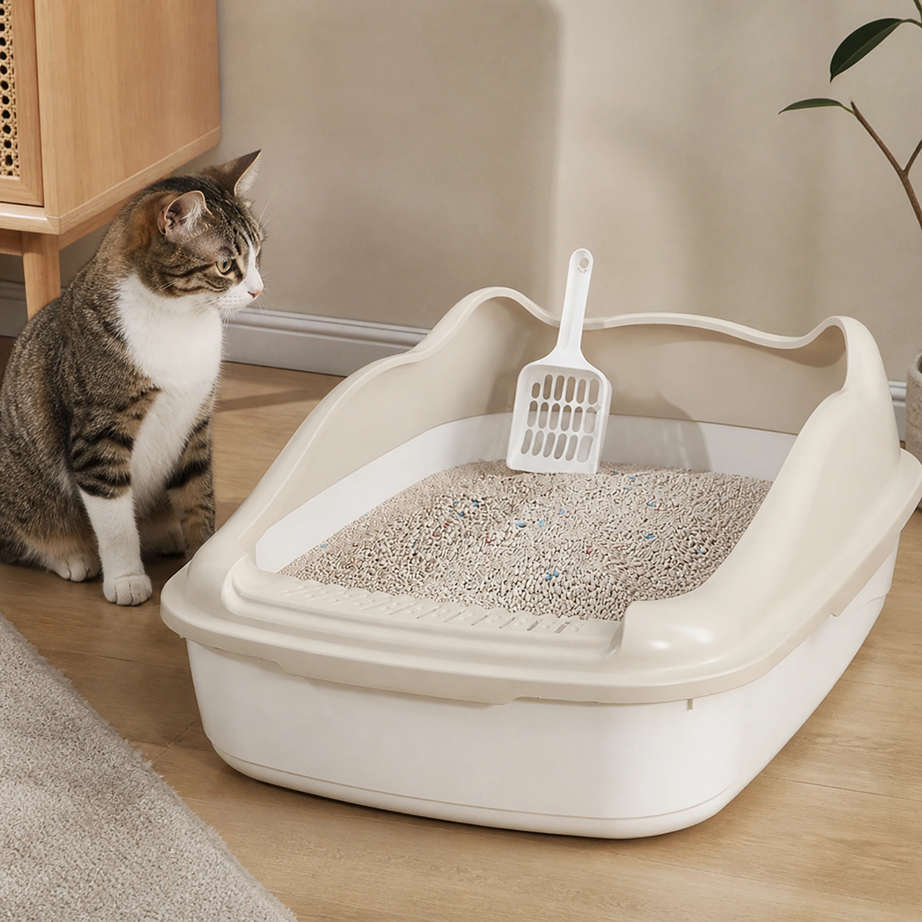 Caja de Arena para Gatos 18×48×34.7cm Plástico