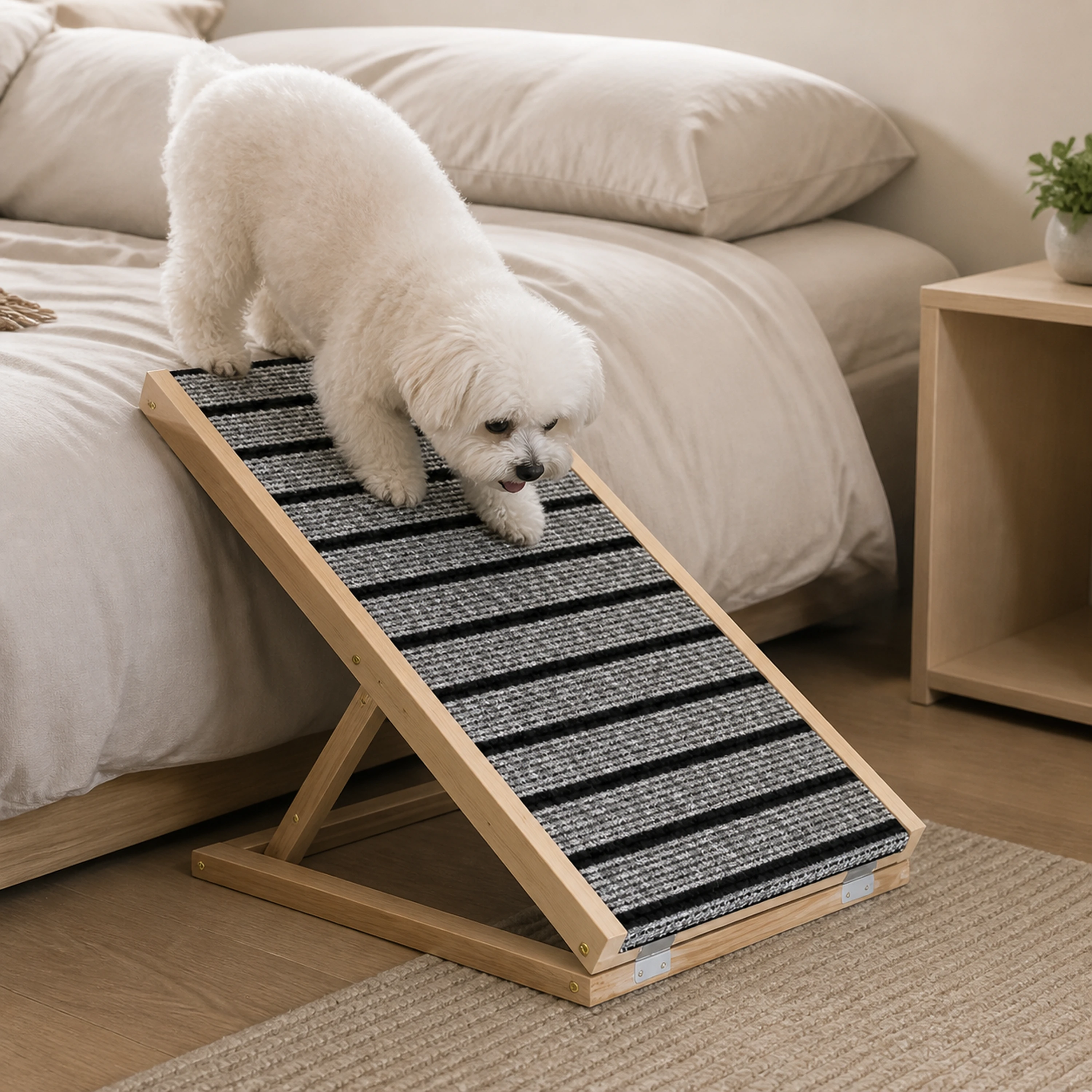 Escalera para Mascotas 100×40cm Madera Plegable Antideslizante