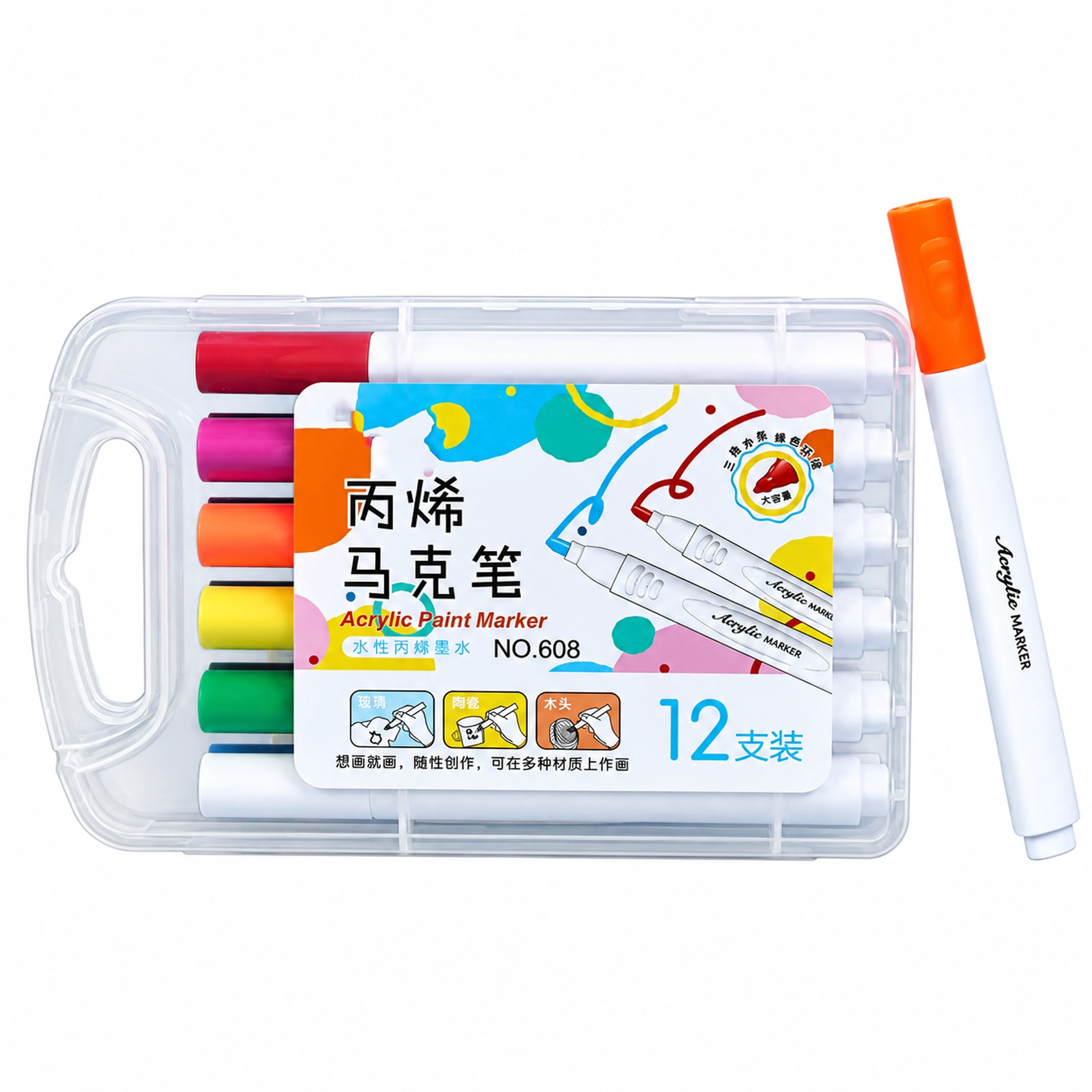 Marcador 12 Colores de Plástico para Pintura y Manualidades