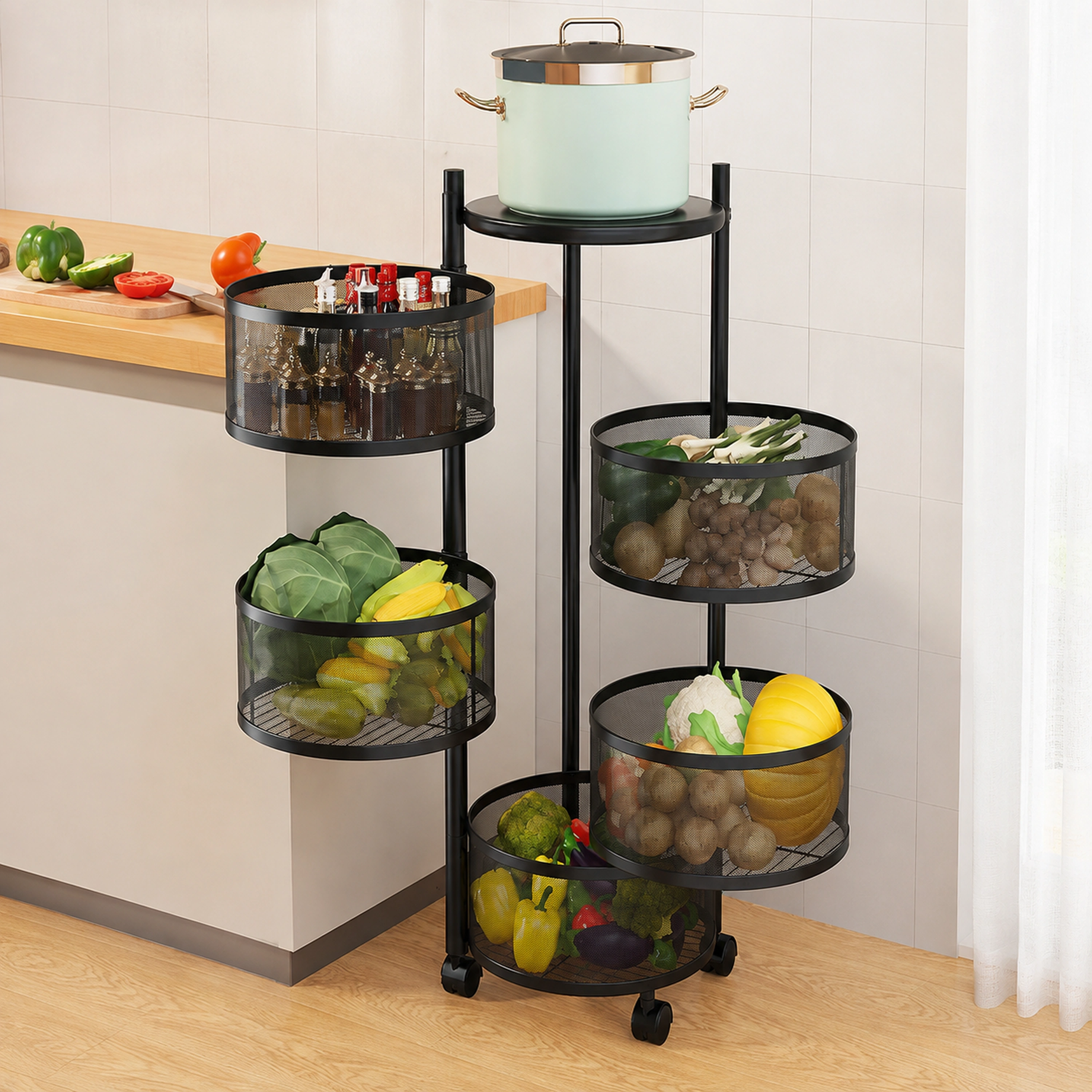 Estante Organizador 30×90×30cm Hierro Giratorio De 5 Niveles