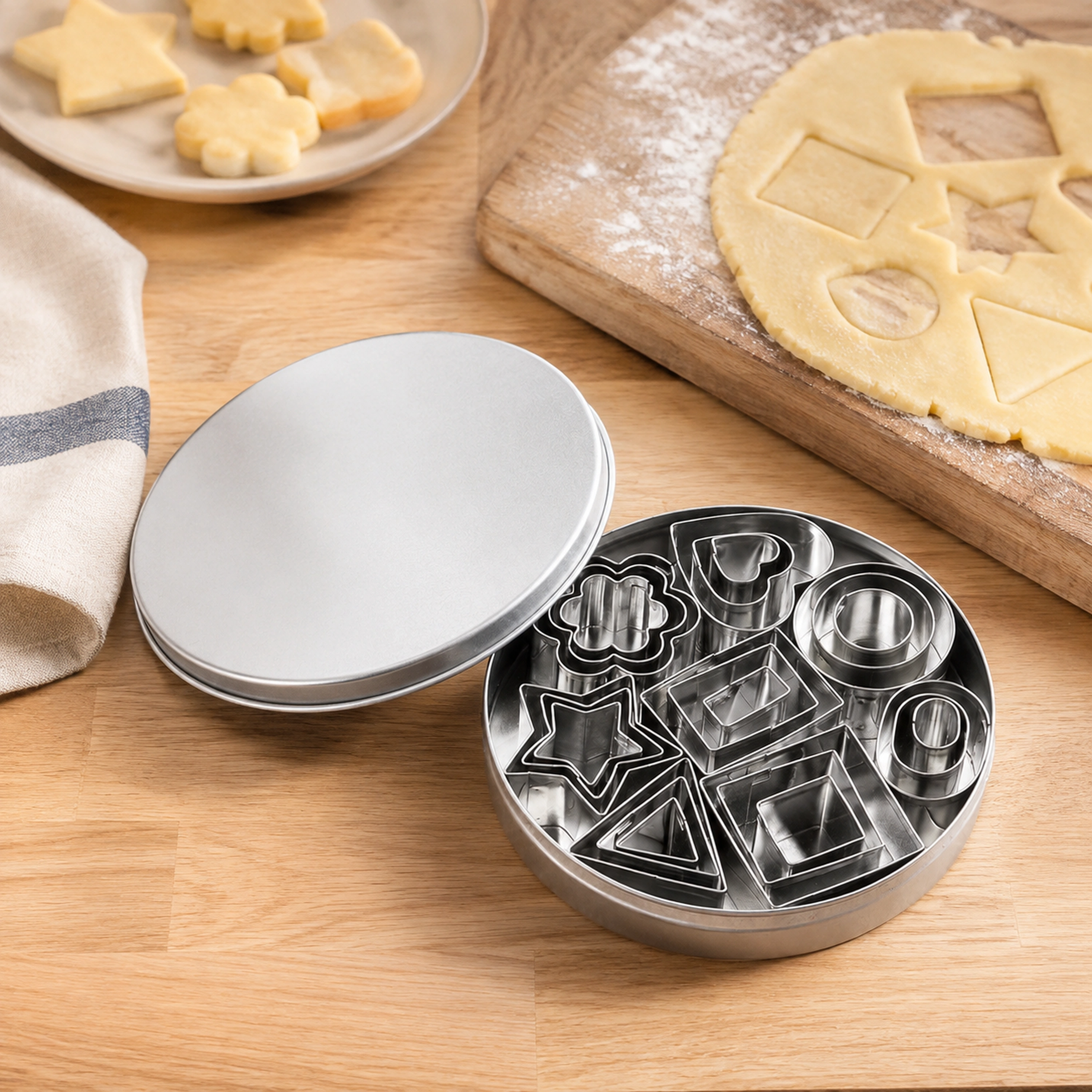 Juego de Cortadores para Fondant y Galletas 24 Piezas de Acero Inoxidable para Hornear