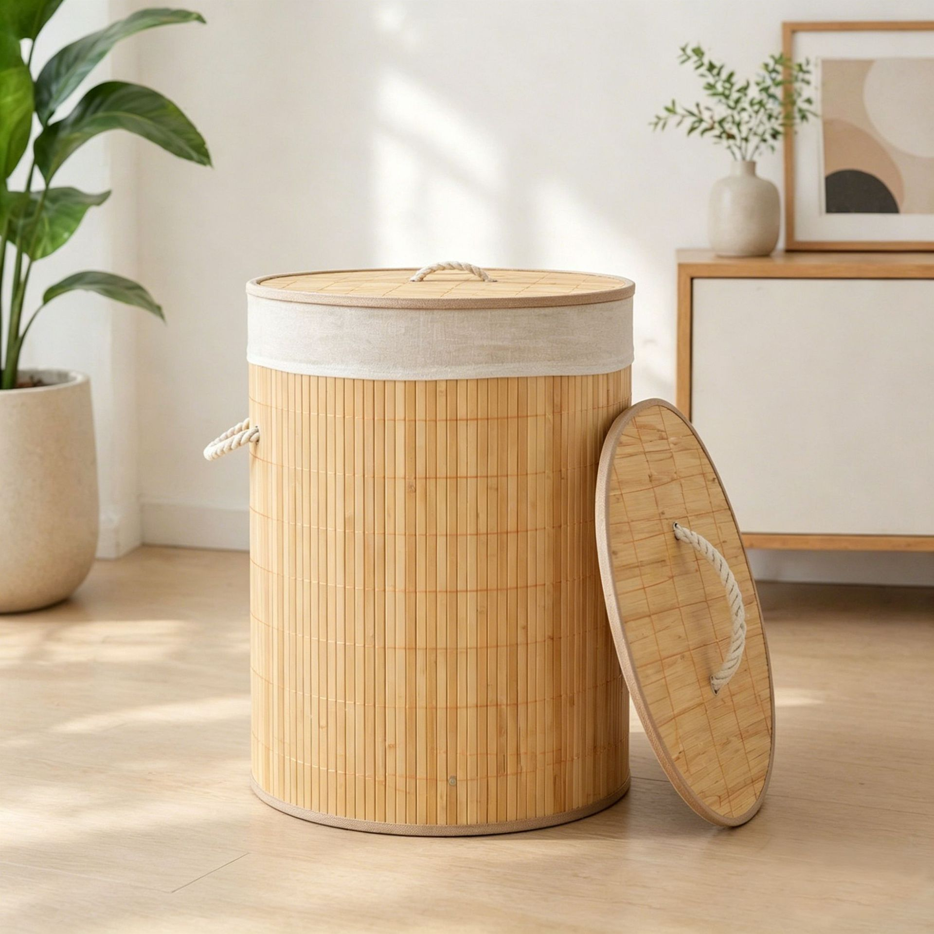 Cesta de Almacenamiento 35*49cm Bambú con Tapa Plegable image 1
