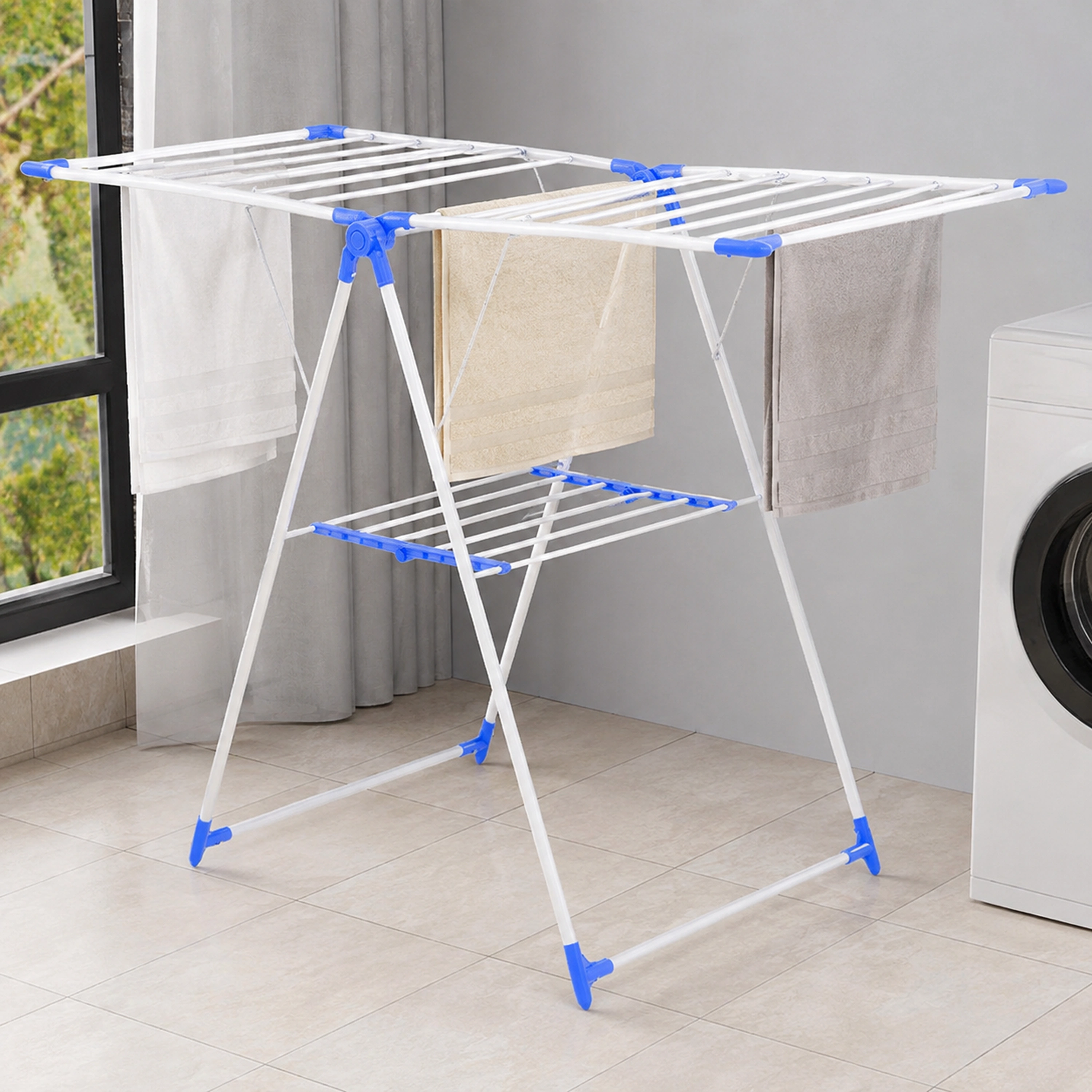 Tendedero de Ropa 158×98cm Acero al Carbono Plegable Extensible image 1