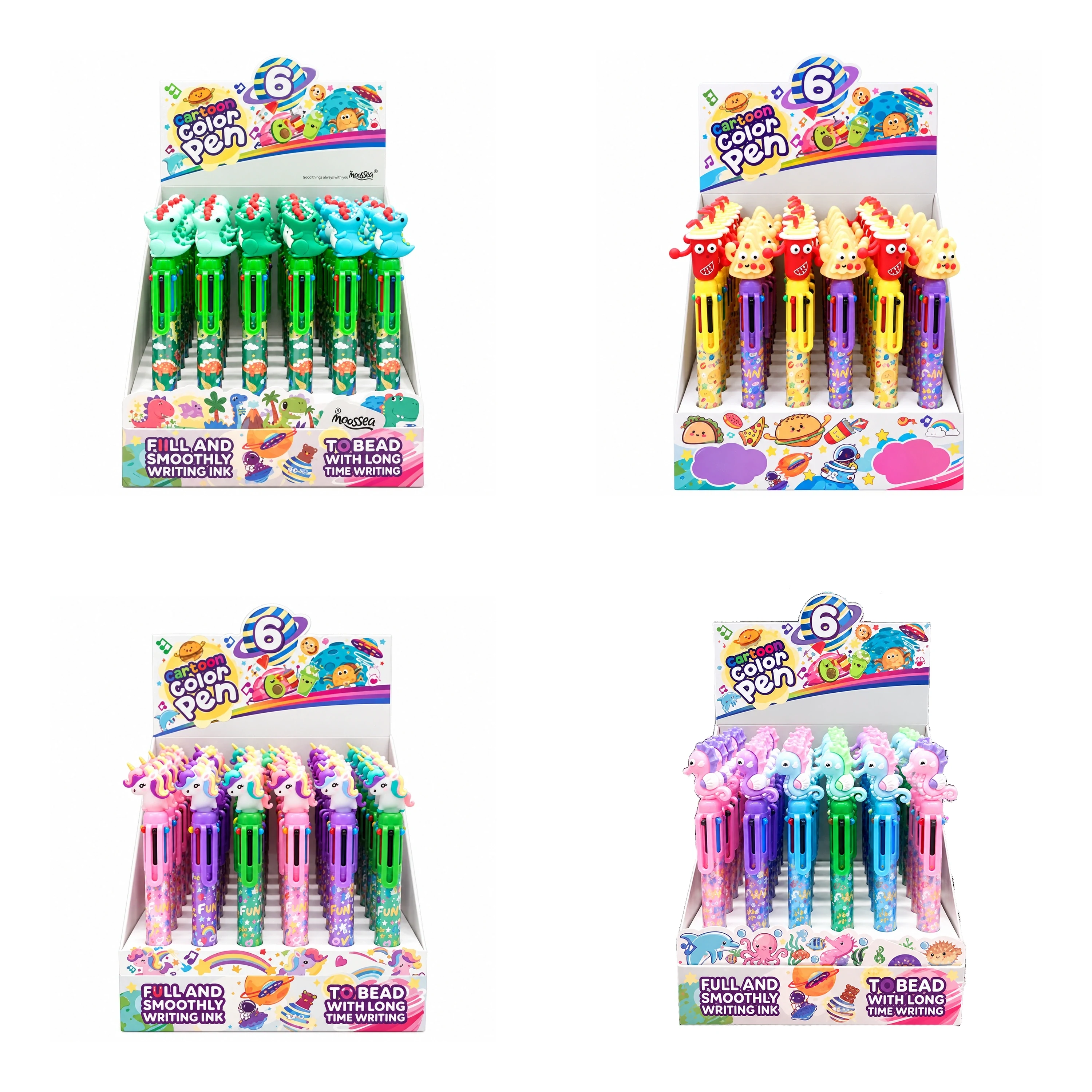 Bolígrafo Creativo 6 Colores de Plástico para Escritura