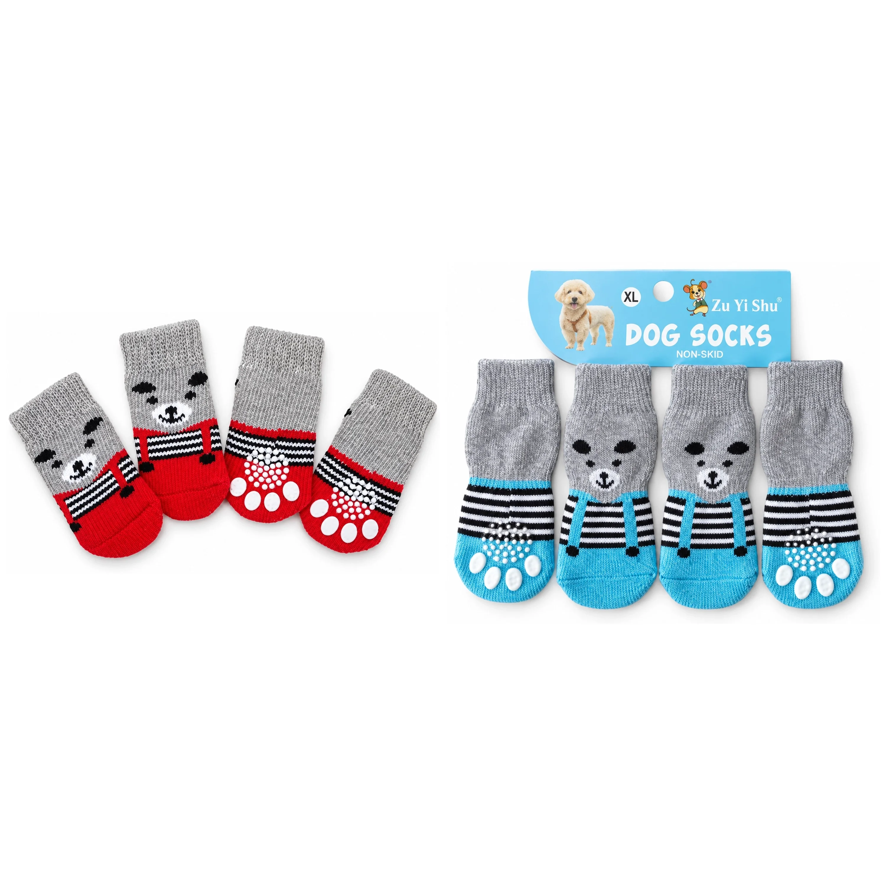 1.2cm para Mascotas Antideslizante Calcetines Poliéster Surtido image 2