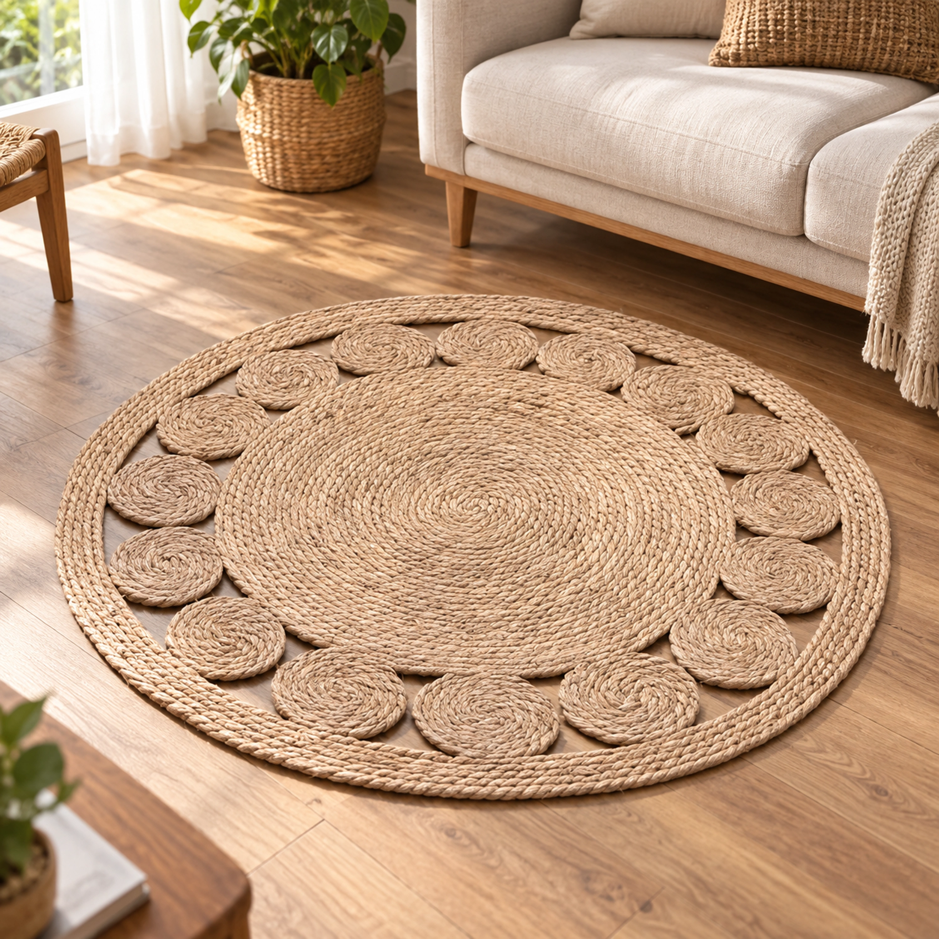 Alfombra de Junco 100 CM de Paja para Decoración de Sala
