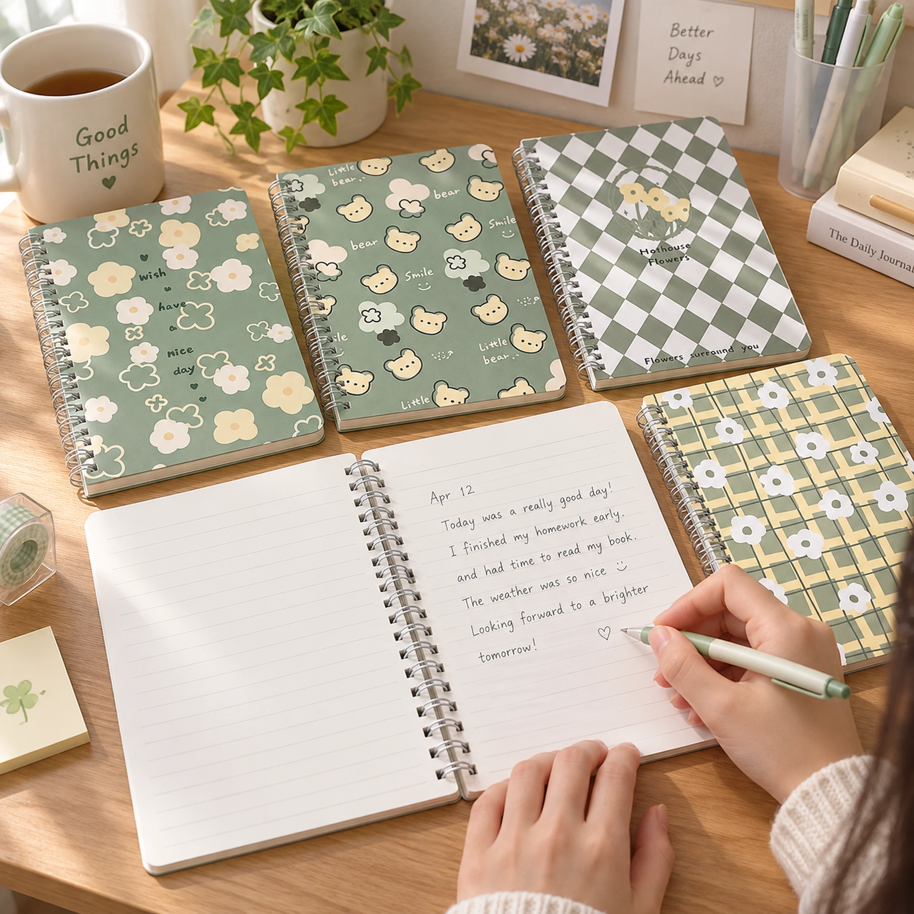 Cuaderno de Dibujos Animados 80 Hojas de Plástico para Oficina y Estudio