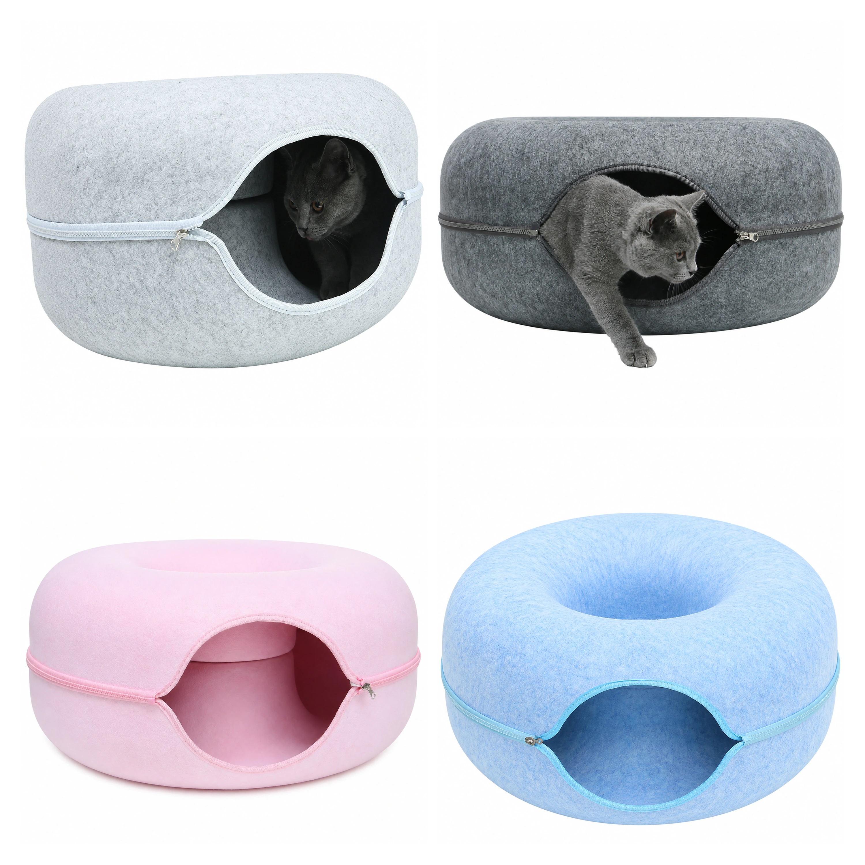 Cama para Gatos 60×60×30cm Semicerrado Fieltro