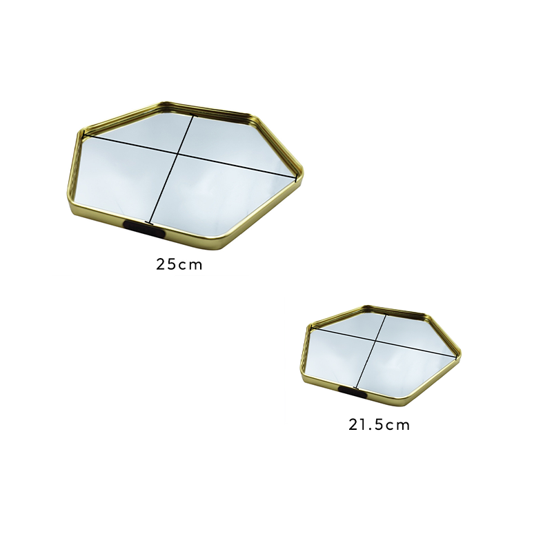 Bandeja Hexagonal de Aleación de Aluminio y Vidrio en Múltiples Tamaños