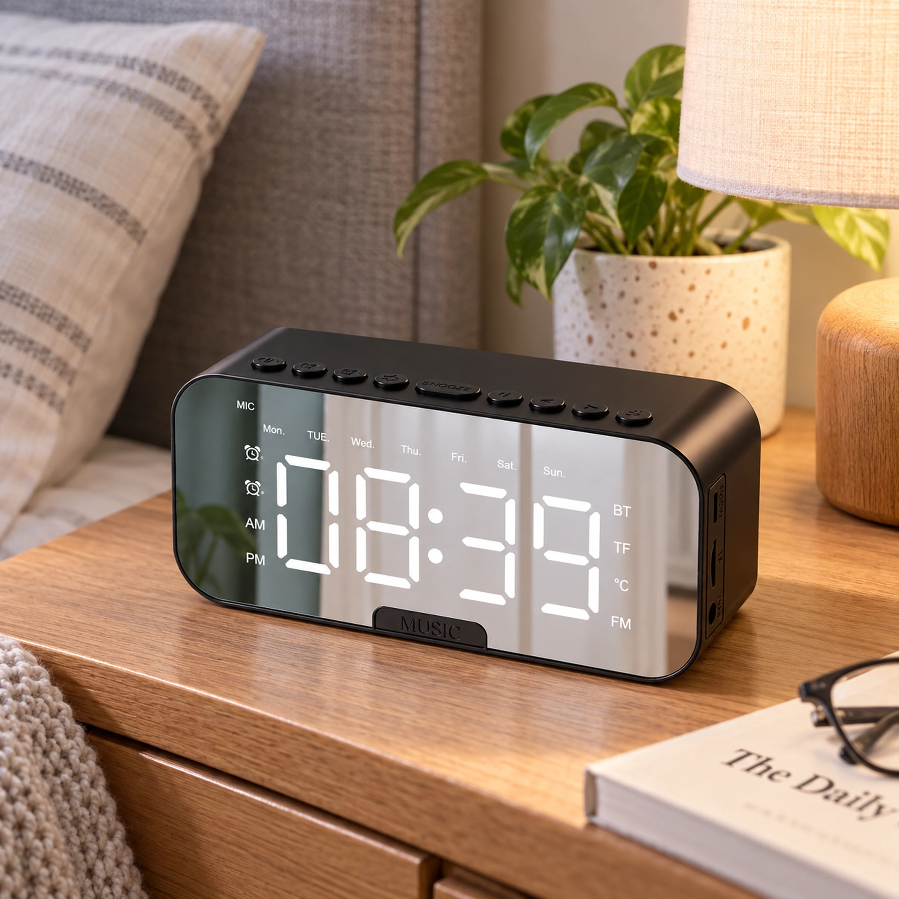 Reloj con Altavoz Bluetooth de Plástico para Hogar