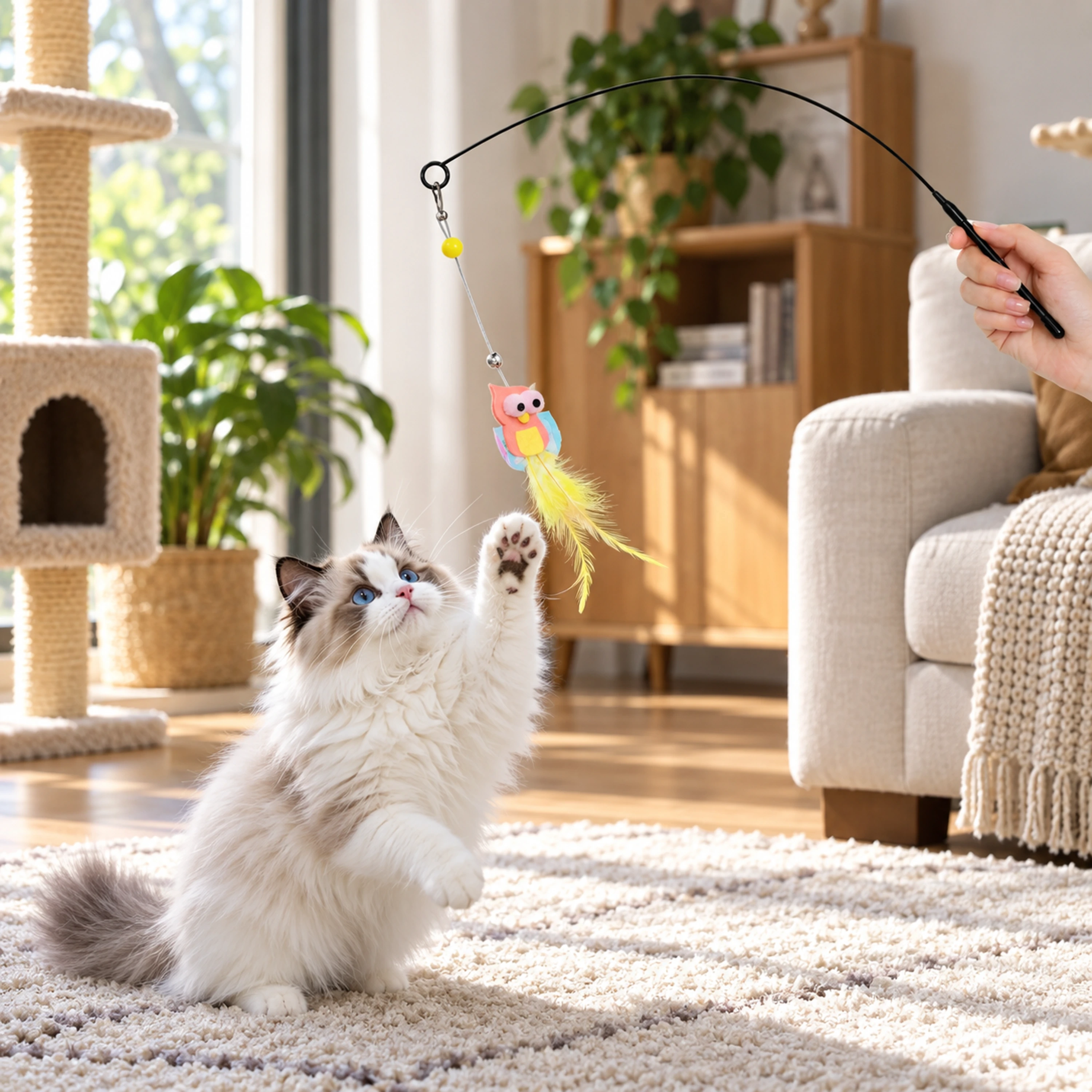 Varita para gatos 90cm de plástico