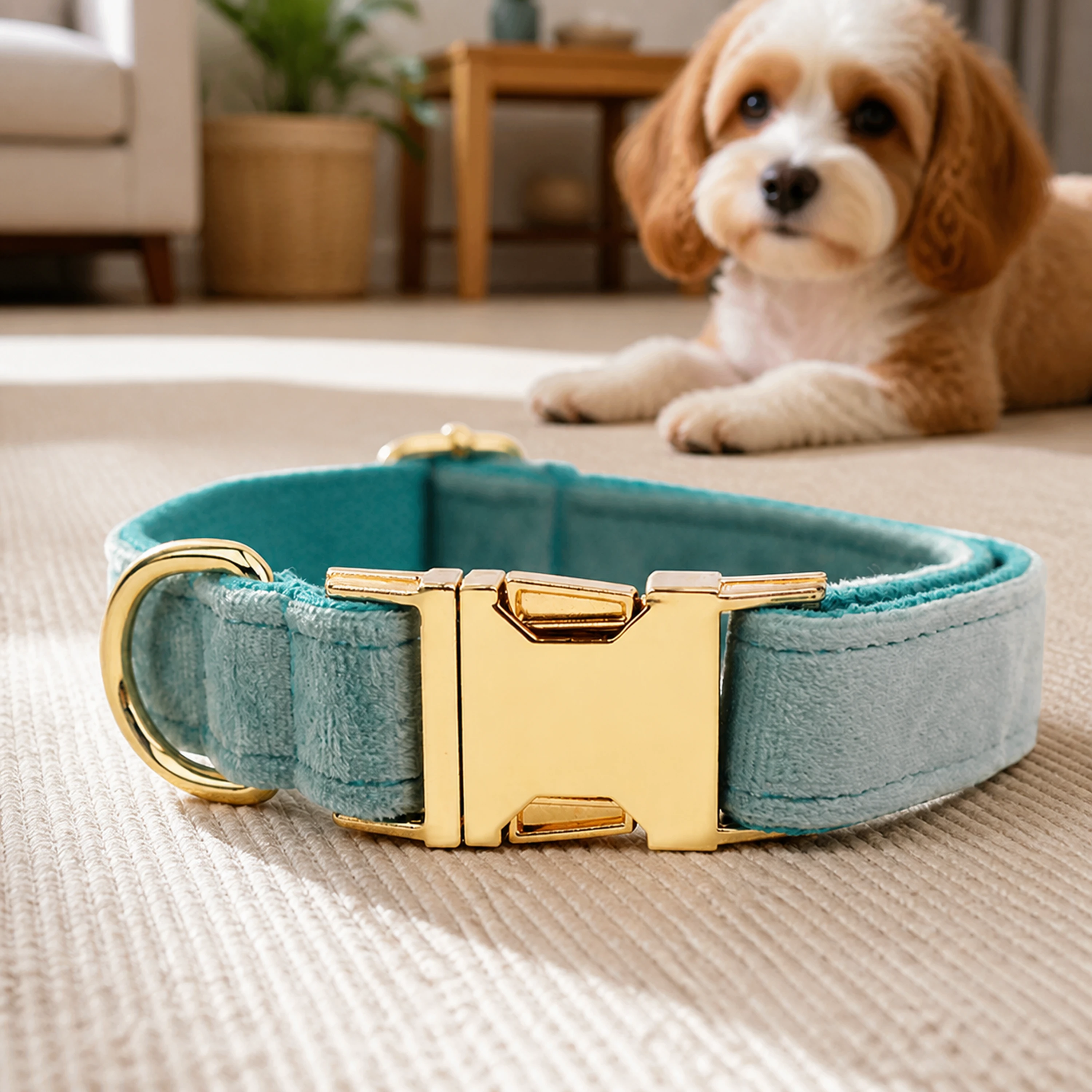 Collar para Mascotas Varios Tamaños Terciopelo Verde