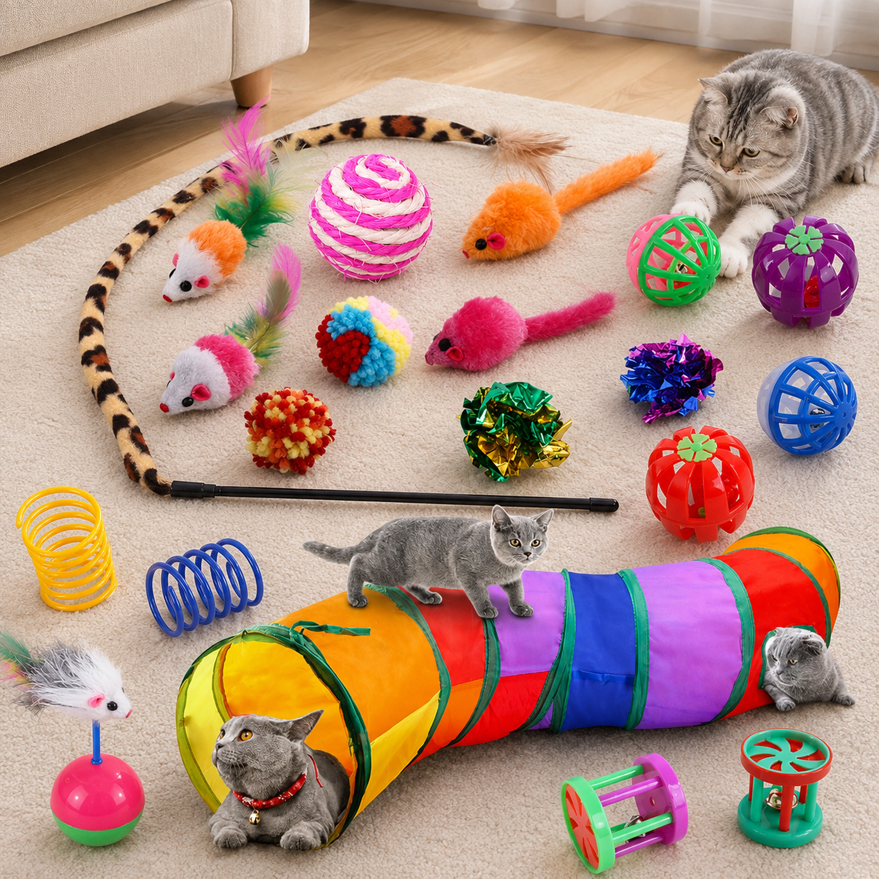 Varita para Gatos Juego de 20 Piezas Plástico