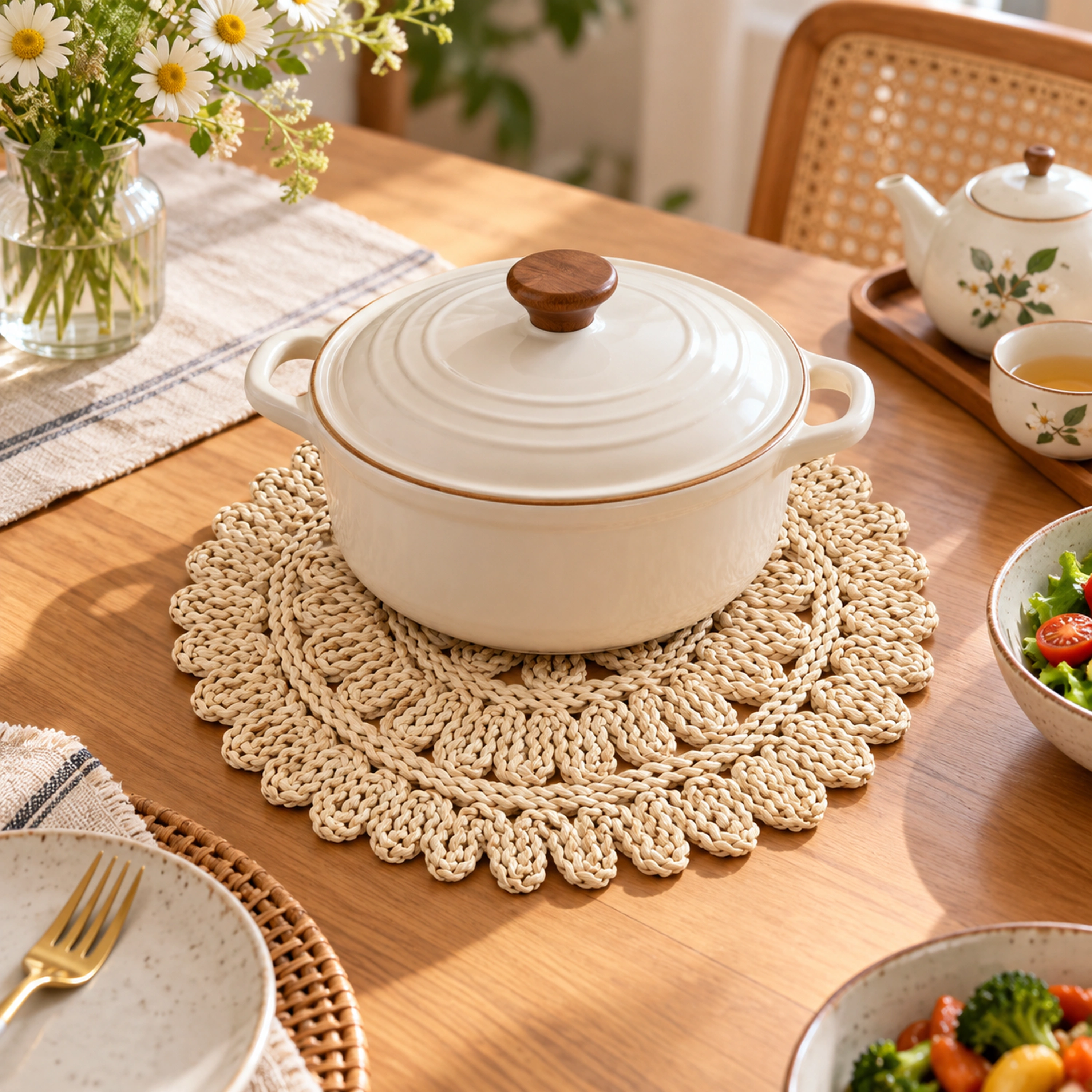 Individual de Mesa Floral 38 CM de Junco para Mesa