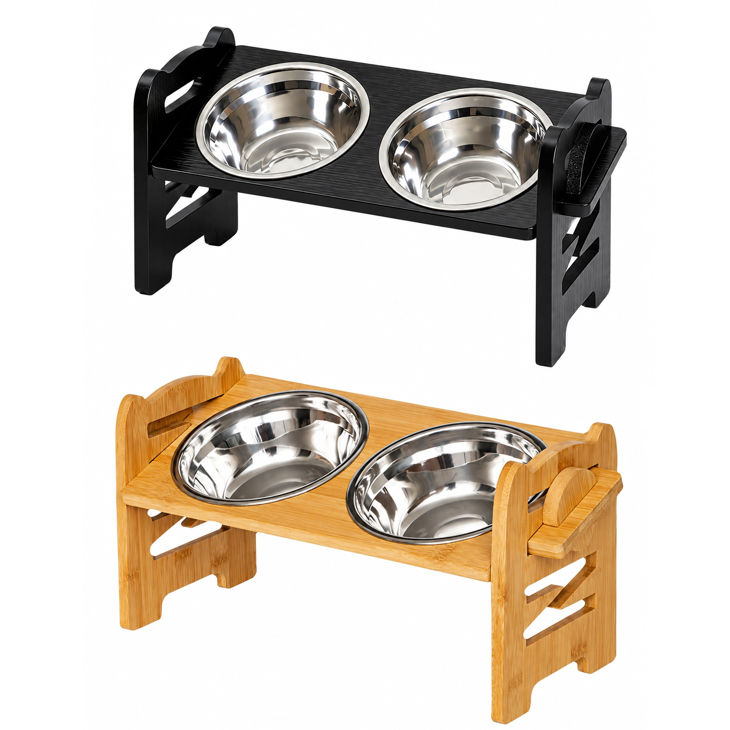 Soporte para Platos para Mascotas 42.5 × 16.5 × 19.5 CM de Madera para Mascotas