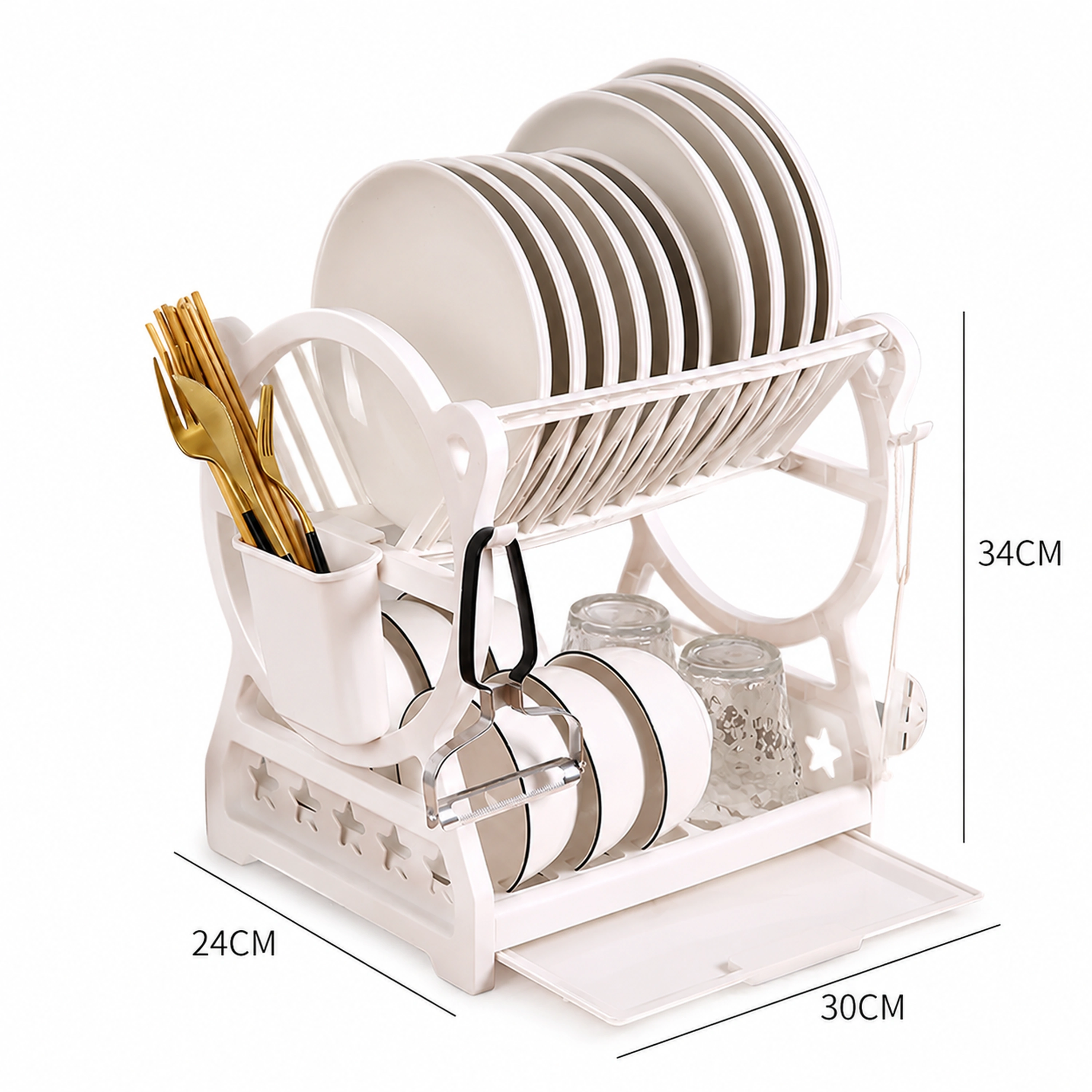 Escurridor de Platos Multiusos 24 × 30 × 34 cm de Plástico para Organizar image 1