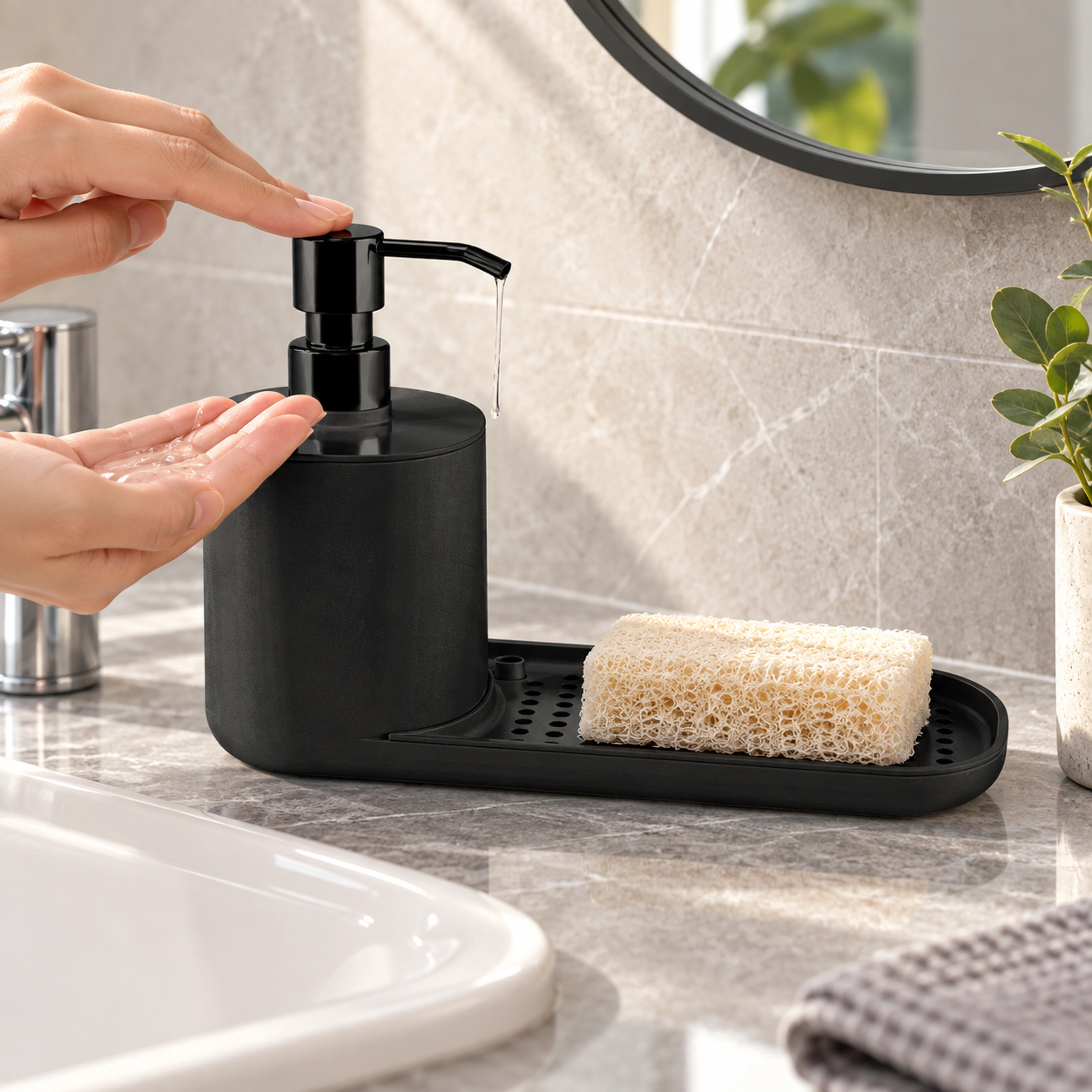 Dispensador de Jabón a Presión de Plástico para Cocina image 1
